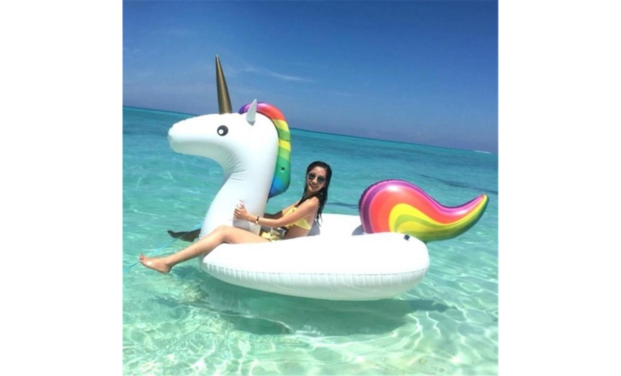 GETEK®  anneau de bain géant gonflable licorne piscine arc-en-cheval float lifebuoy