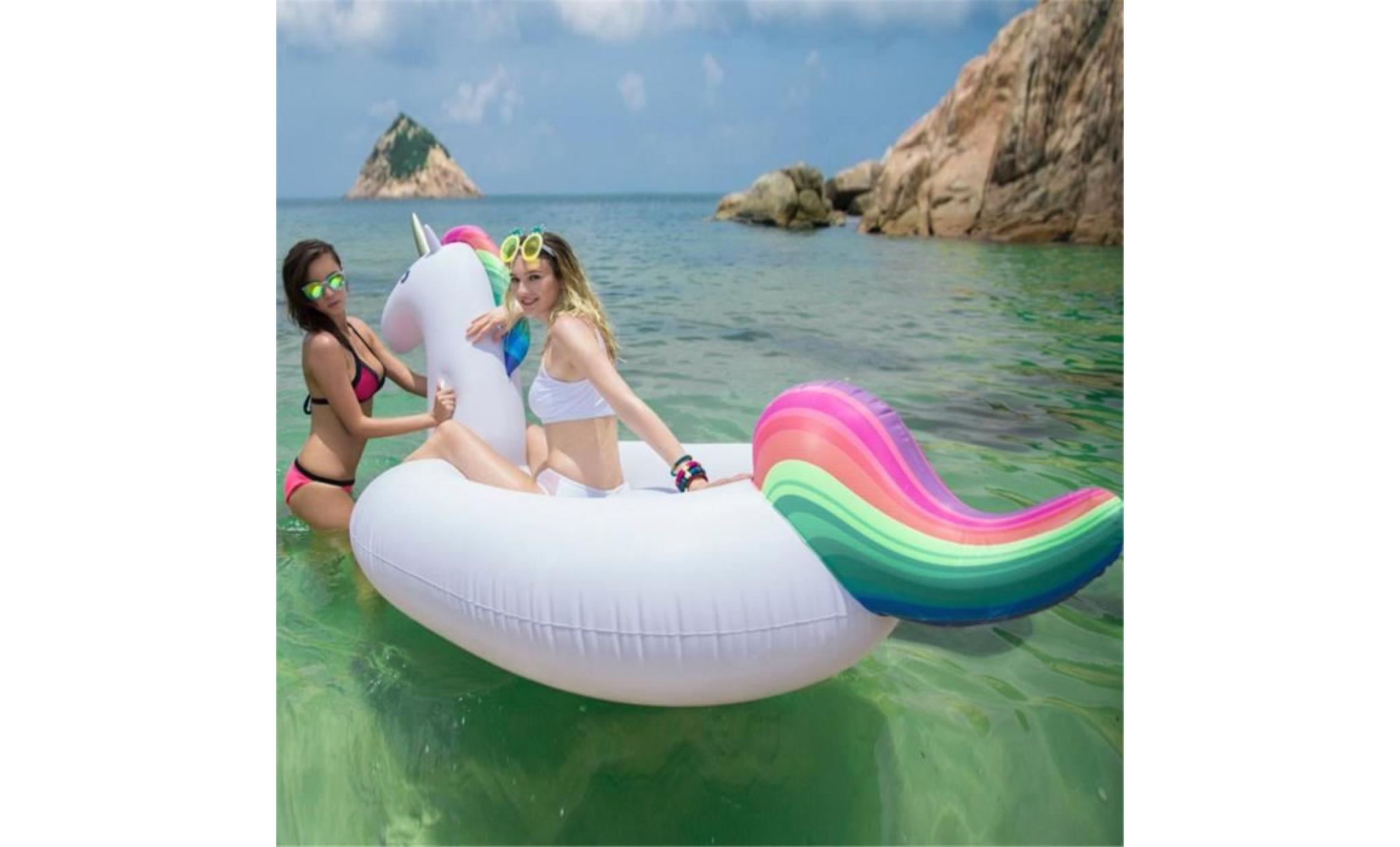 getek®  anneau de bain géant gonflable licorne piscine arc en cheval float lifebuoy pas cher