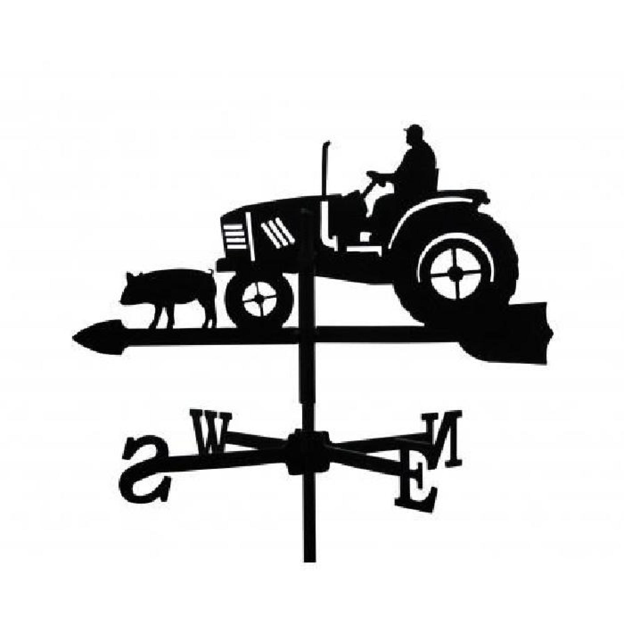 Girouette Fermier sur son Tracteur en fer forgé petit modèle pas cher