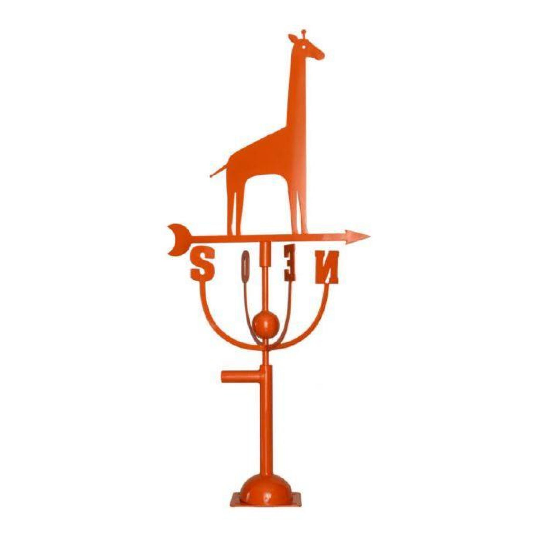 Girouette girafe orange en métal 56x41x94cm