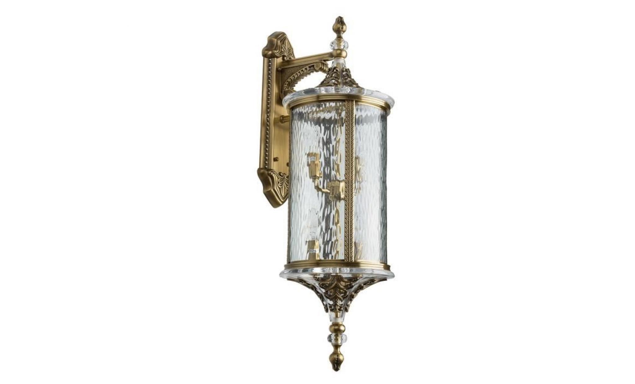 glasberg 802021004   antique brass four light lampe de mur extérieur avec cristal décor