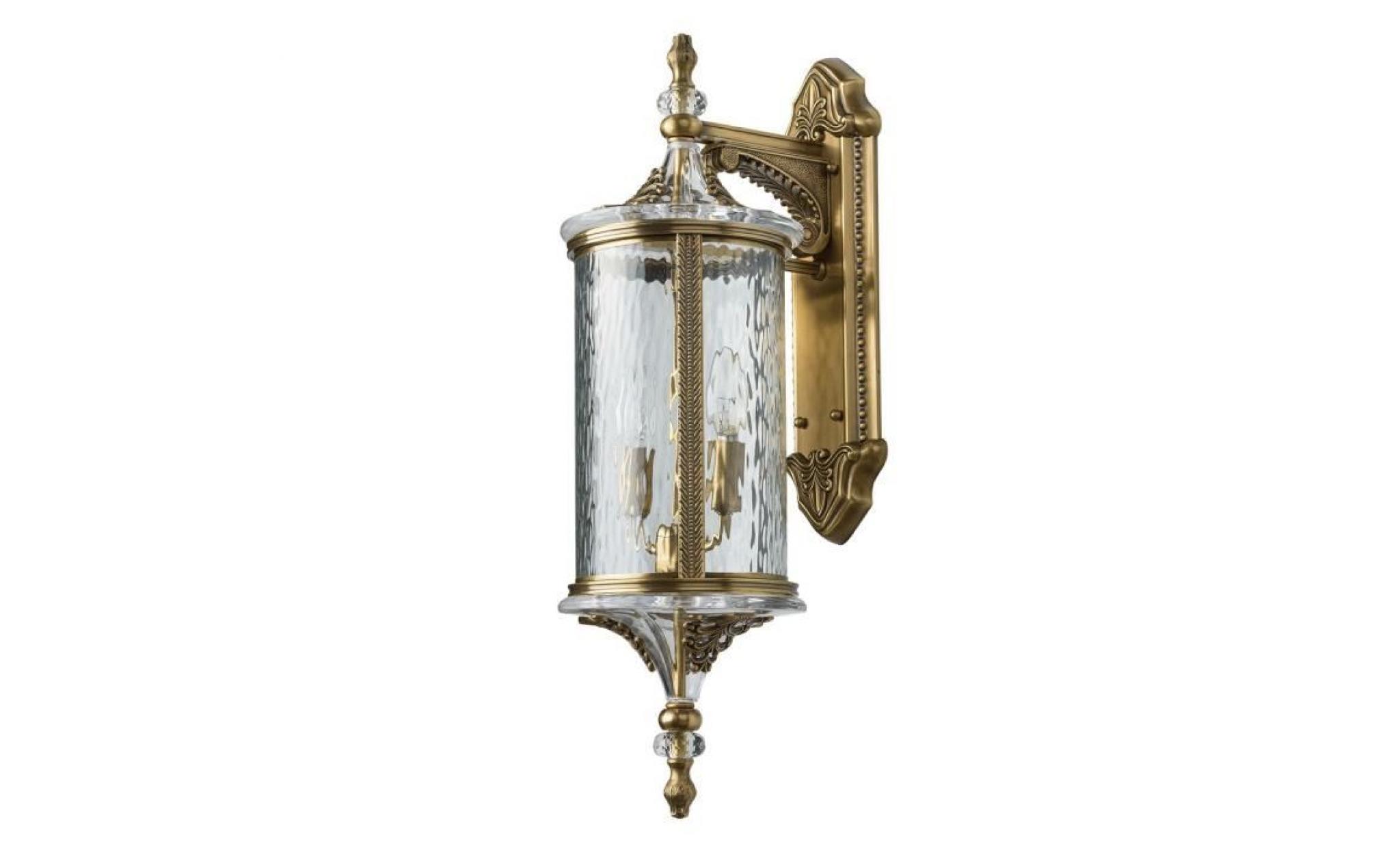 glasberg 802021202   antique brass two light lampe de mur extérieur avec cristal décor