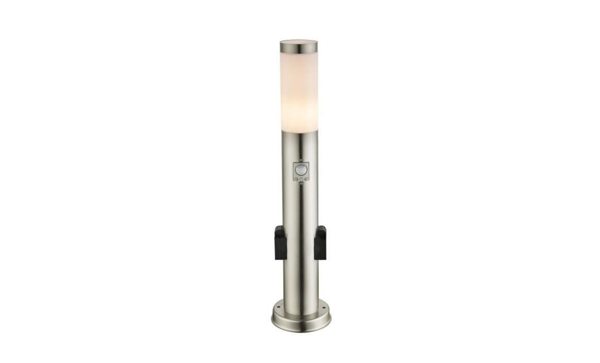 globo lighting borne extérieure inox   plastique opal   ip44   capteur : 90°