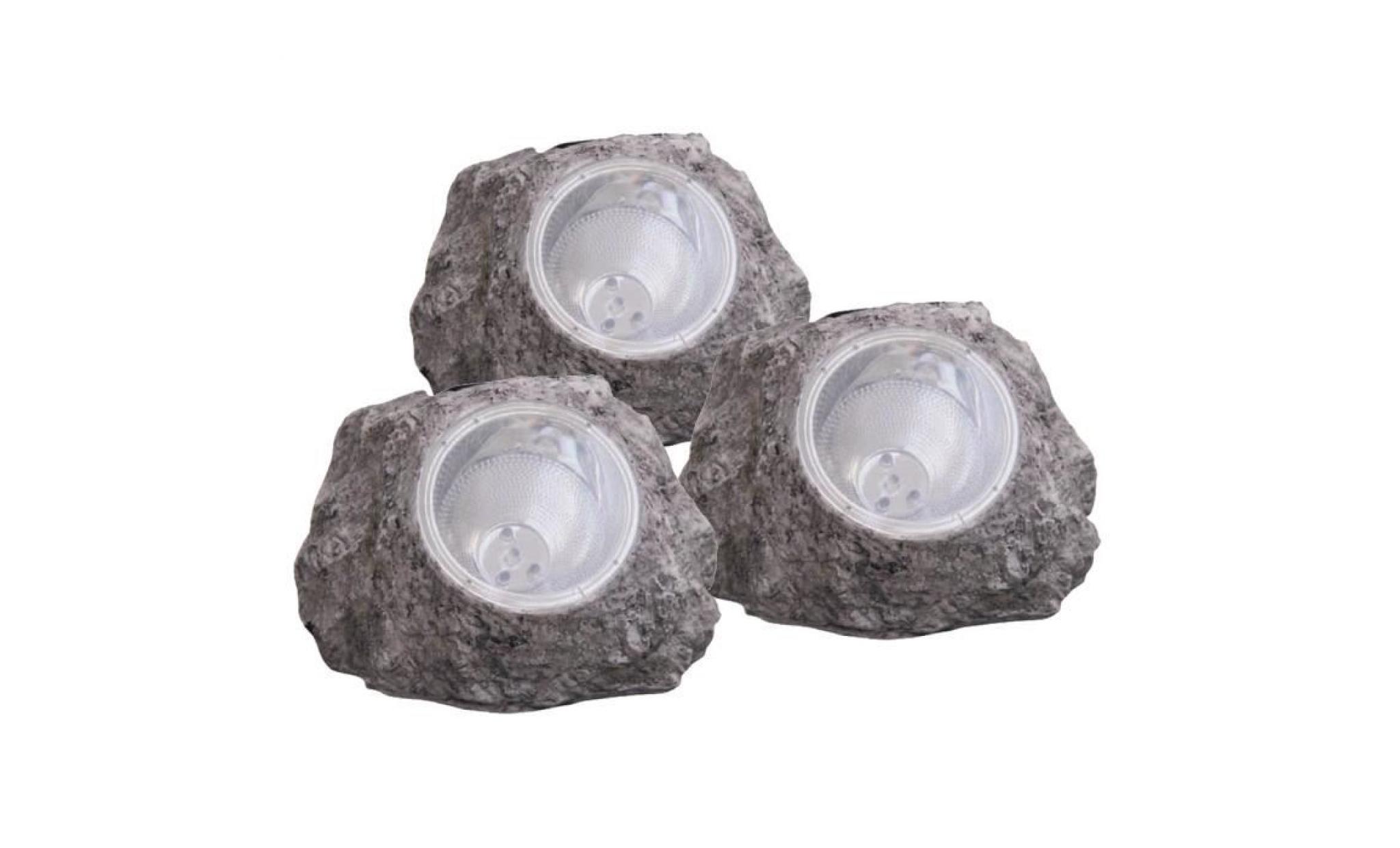 globo lighting lot de 3 rochers solaire   plastique gris   plastique translucide   ip44