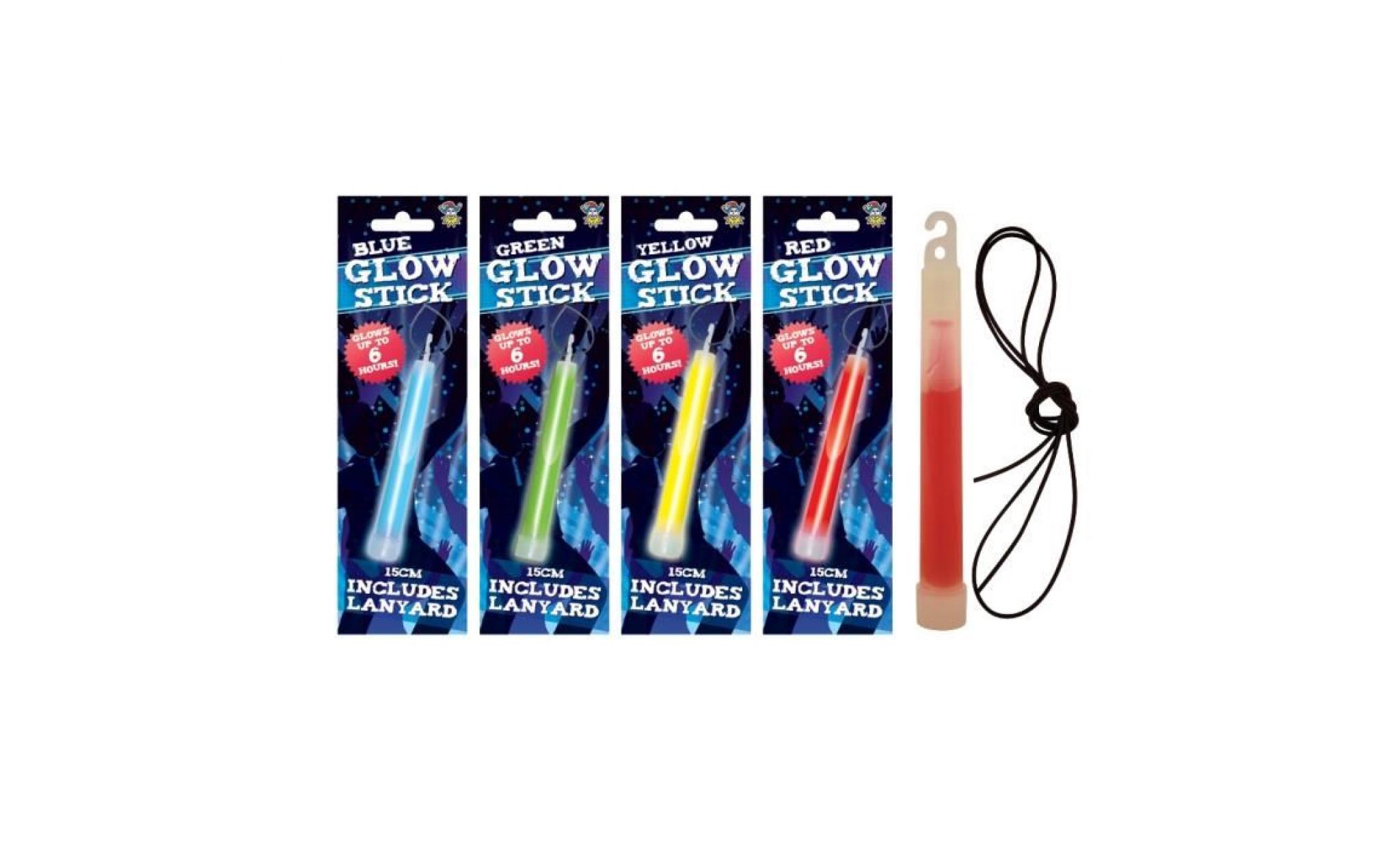 glow stick 15cm avec lanière 4 couleurs assorties