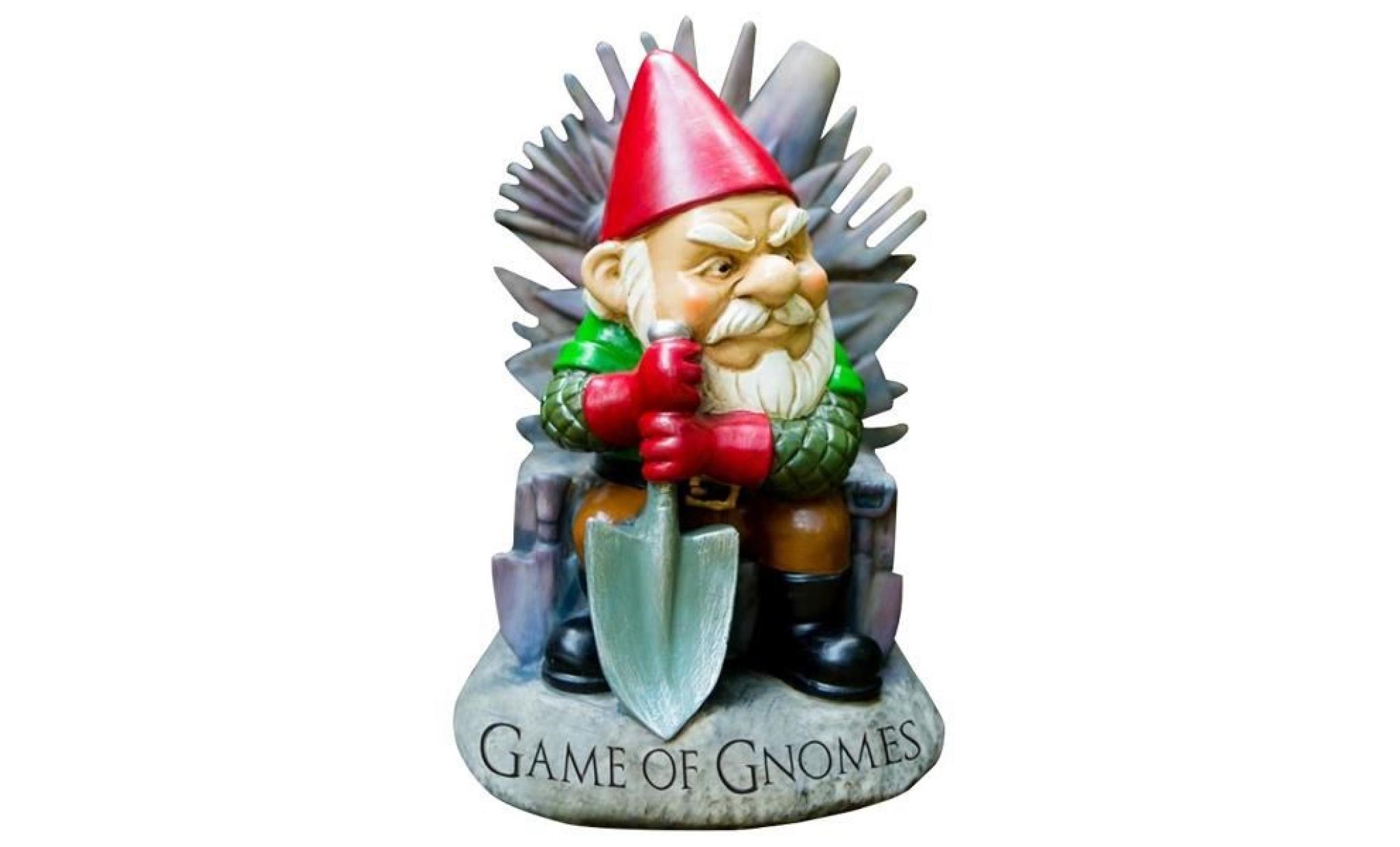 gnome nain de jardin sous le thème game of thrones * dimensions : 15,3 x 13,5 x 23,3 cm * matière : résine * peinture résistante pas cher