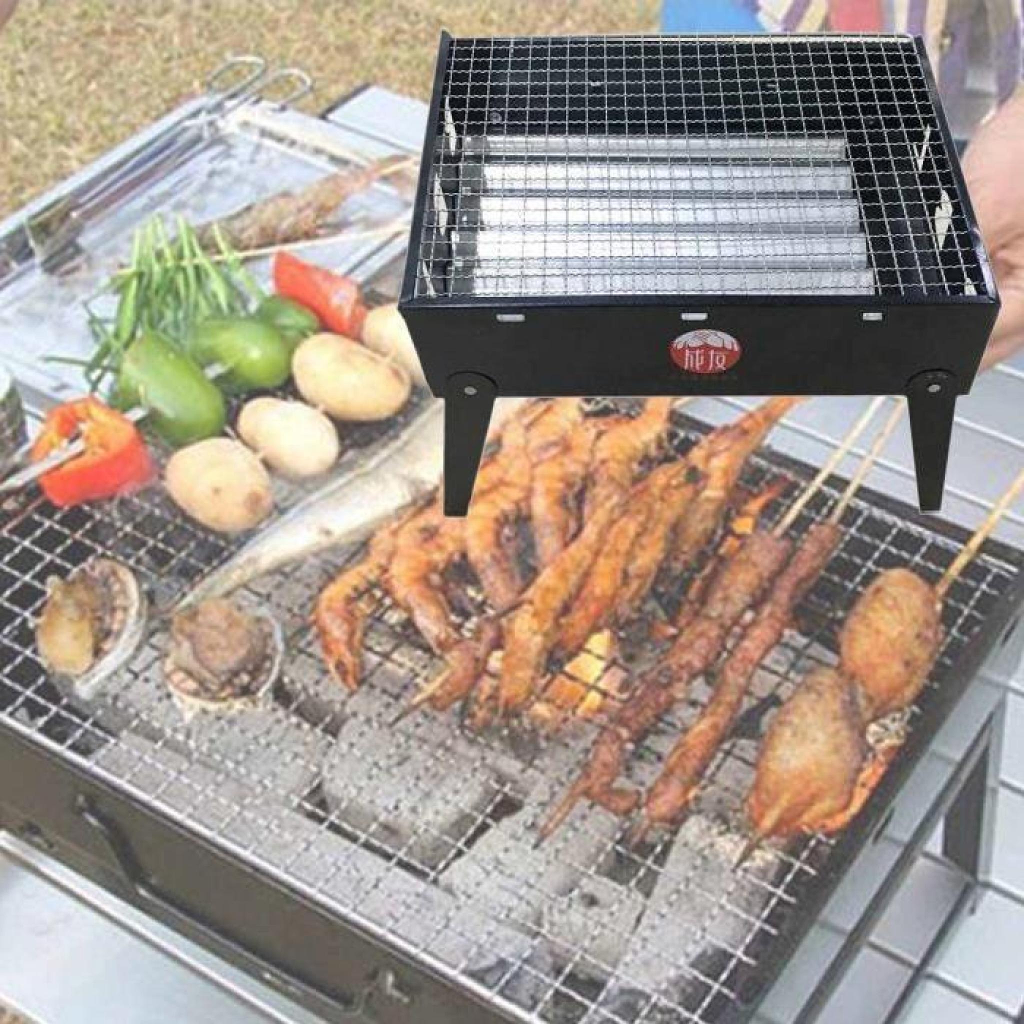 Gosear® Barbecue à charbon de table Barbecue grill Cuisine Chef 36.5x28x10.5cm pas cher