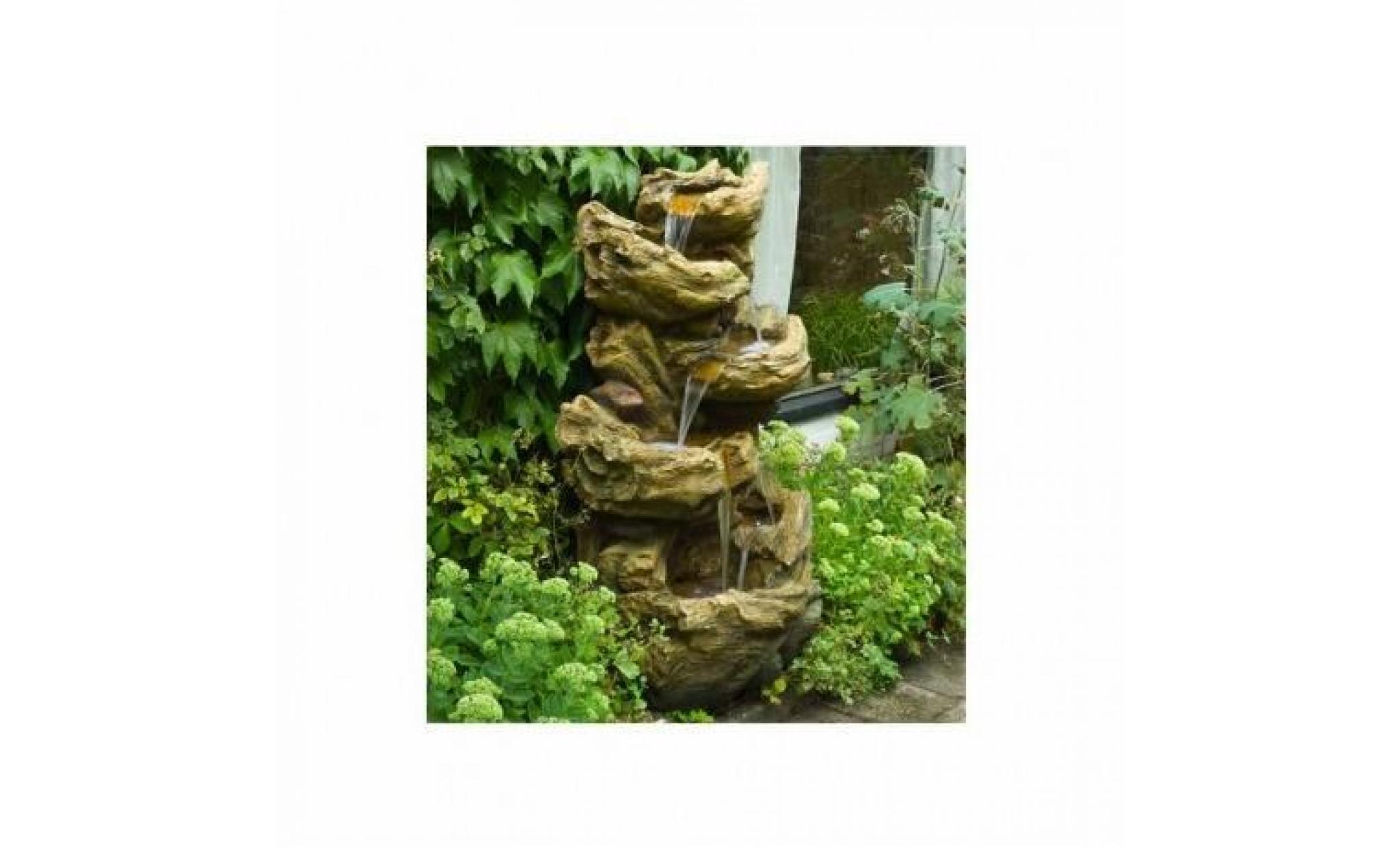 grande fontaine de jardin cascade d'eau sedona à éclairage led avec pompe 78 cm pas cher
