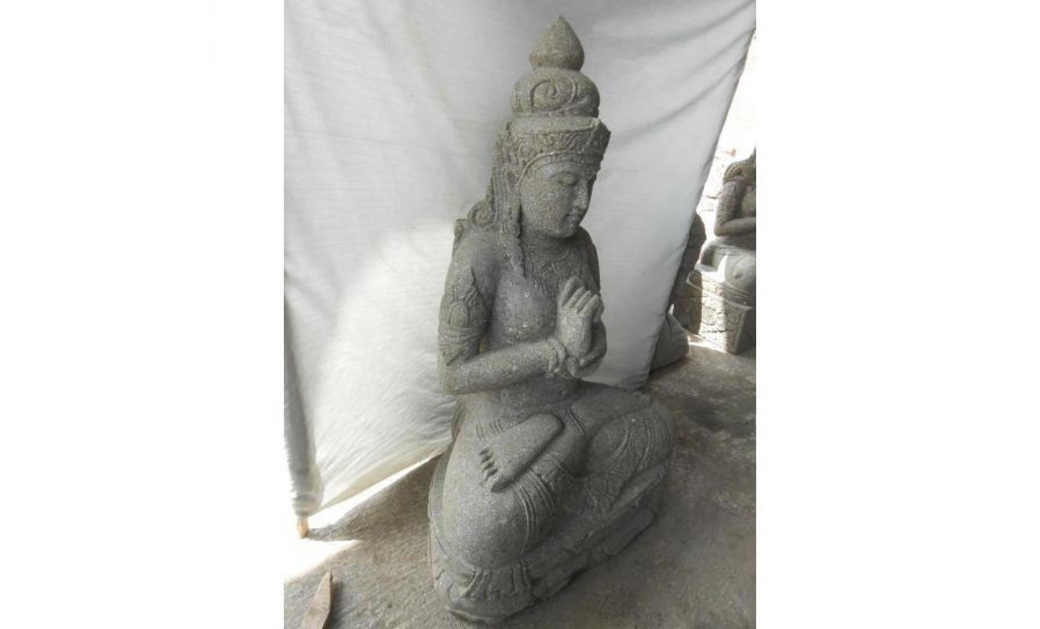 grande statue déesse balinaise en pierre position chakra 1m pas cher