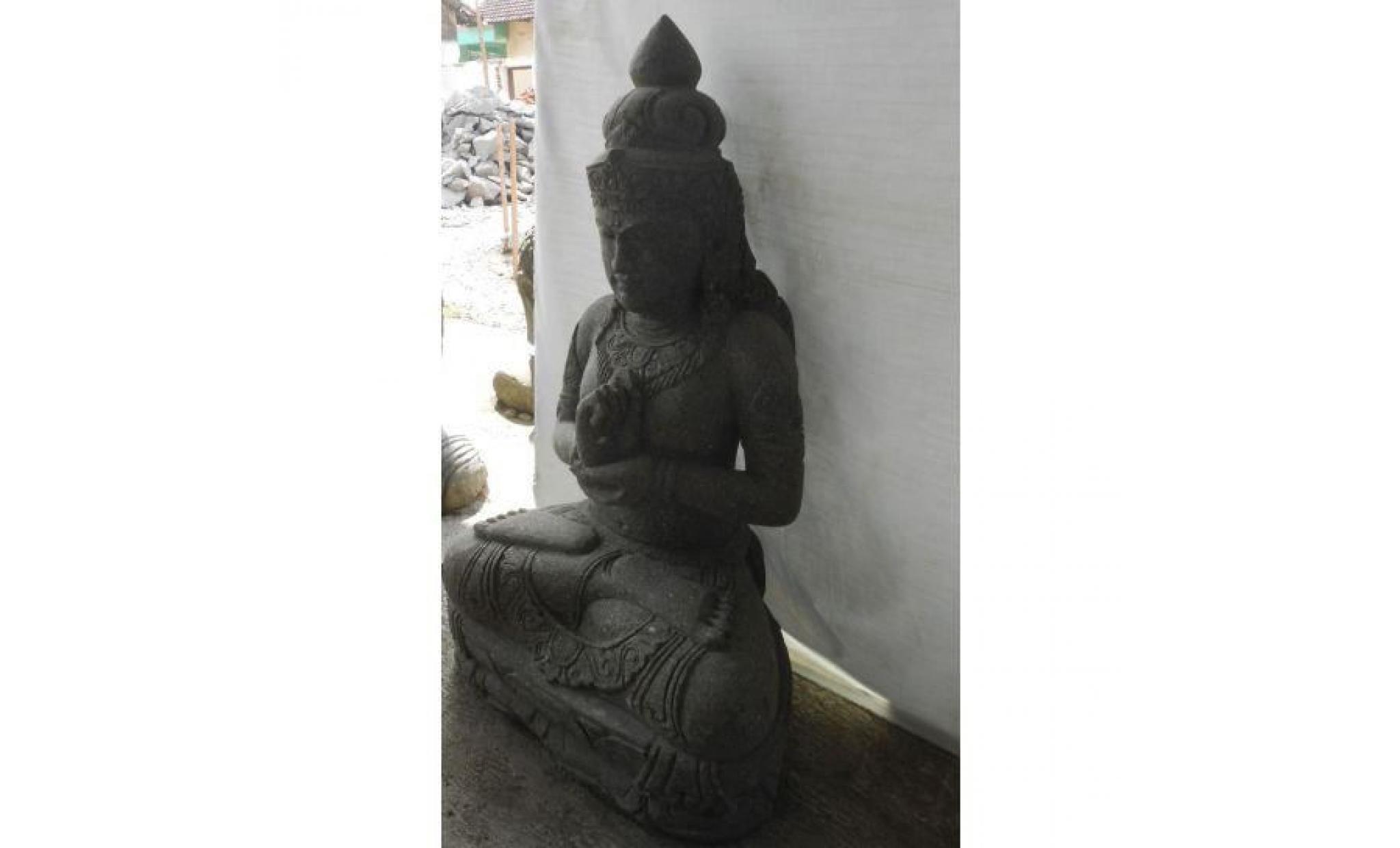 grande statue déesse balinaise en pierre position chakra 1m pas cher