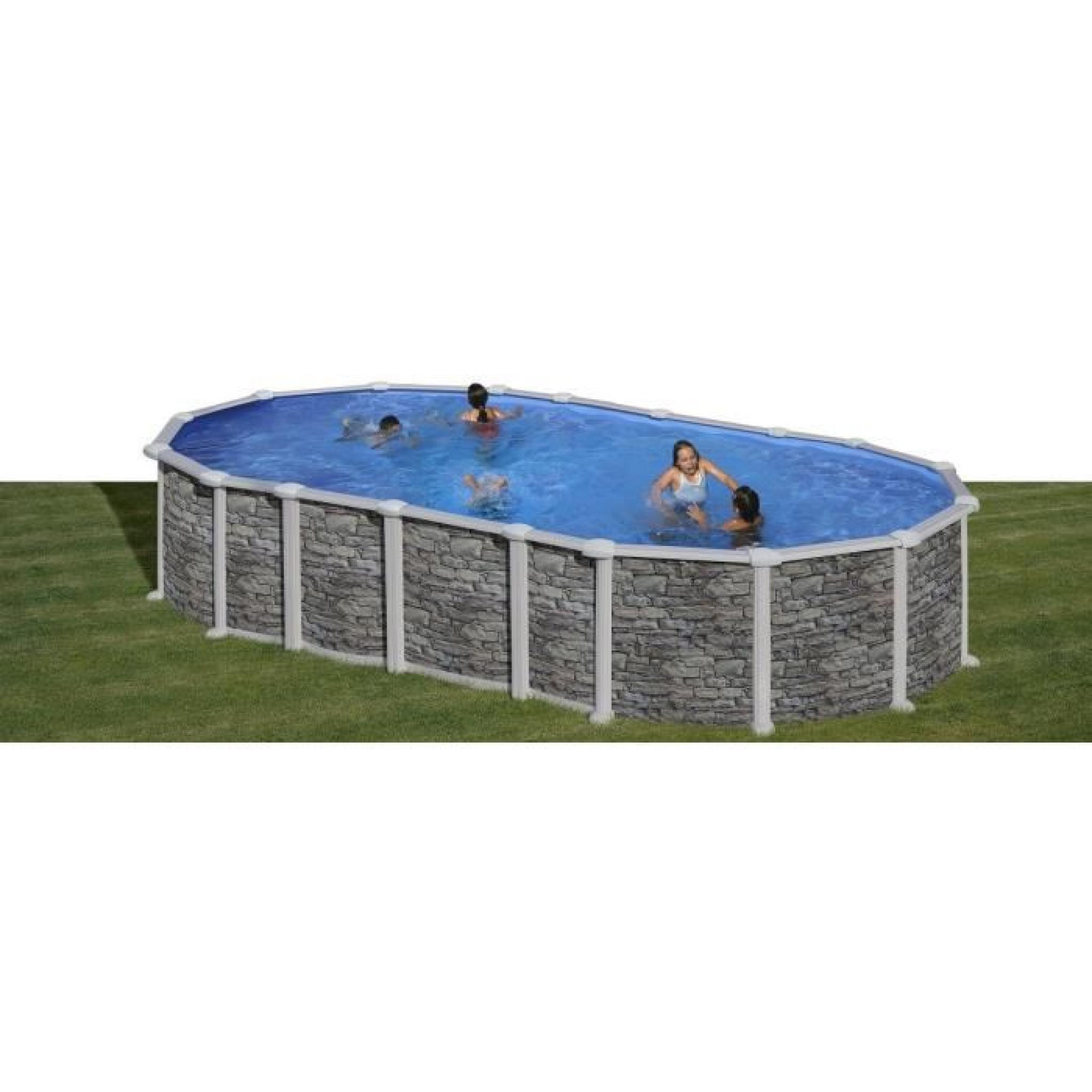 GRE  Kit piscine ovale Santorini 610x375 cm h 132cm - Gris