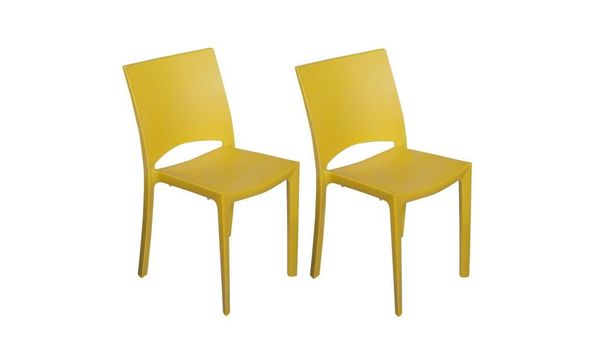 green boheme lot de 2 chaises de jardin cocco   en polypropylène   jaune