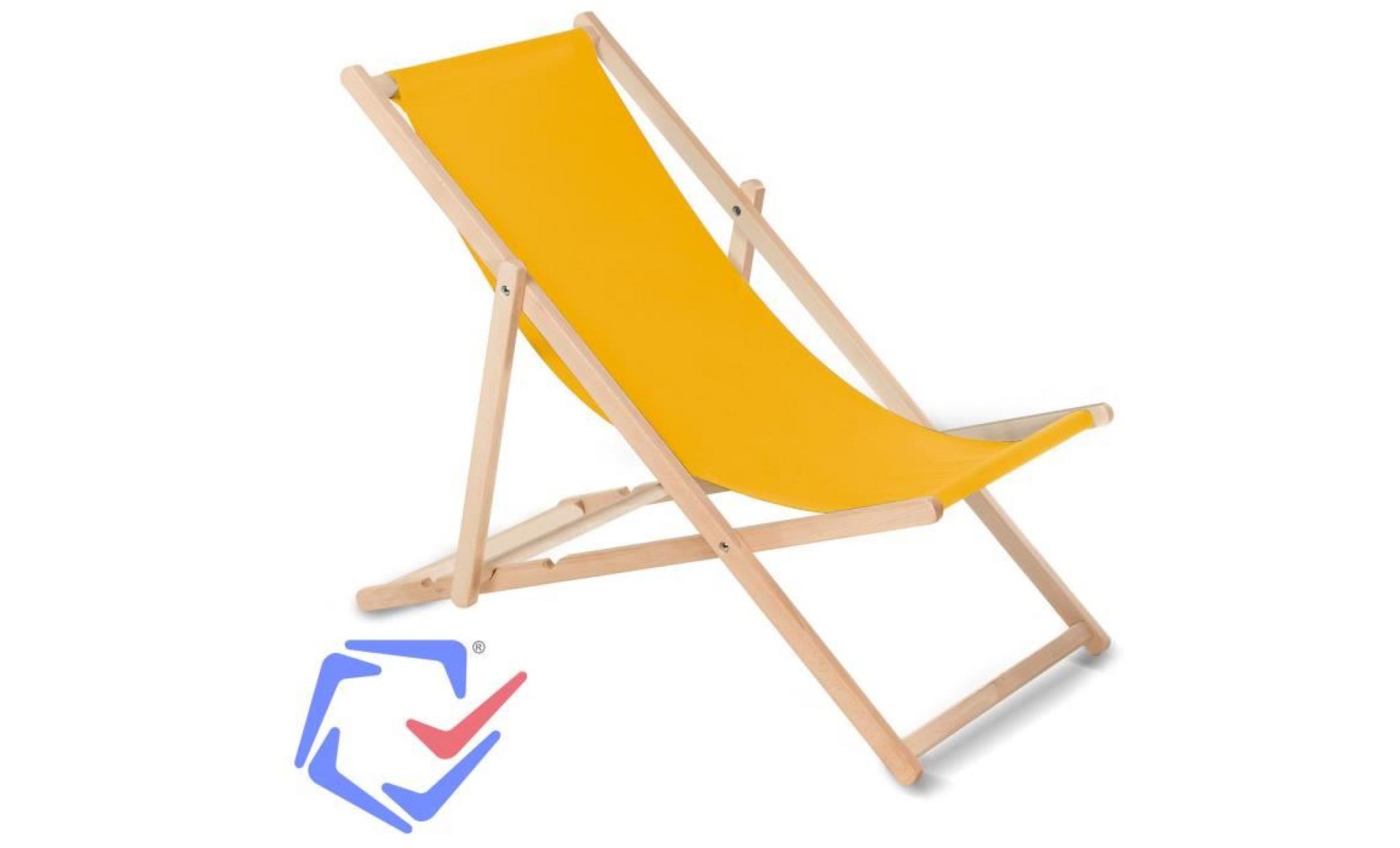 greenblue fauteuil de plage pliant en hetre jaune classique jardin piscine voyager