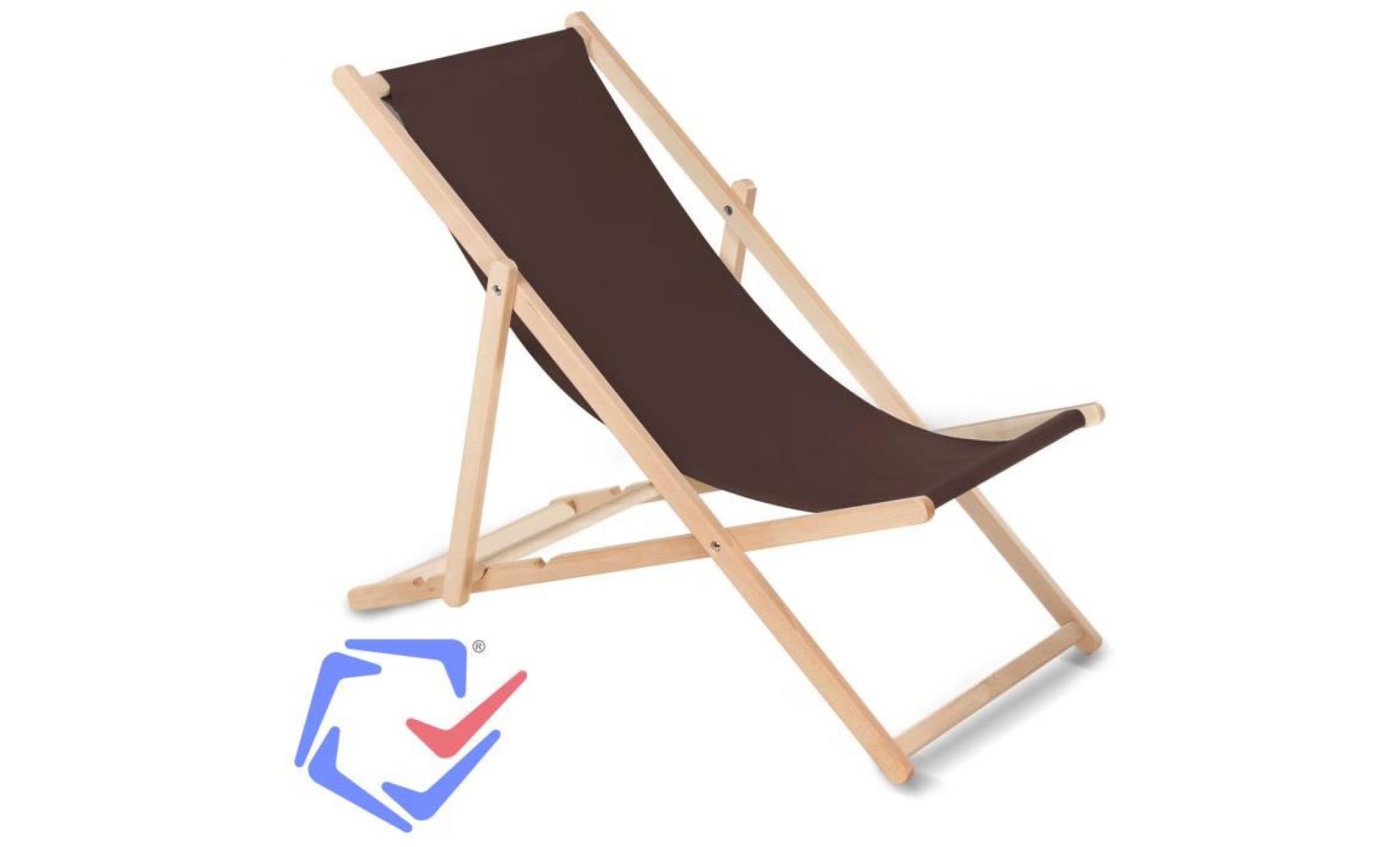 greenblue fauteuil de plage pliant en hetre marron classique jardin piscine voyager