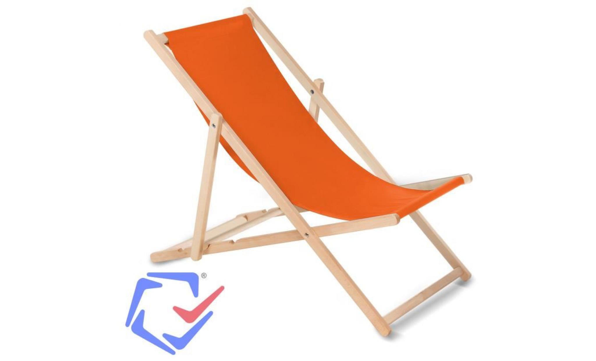 greenblue fauteuil de plage pliant en hetre orange classique jardin piscine voyager