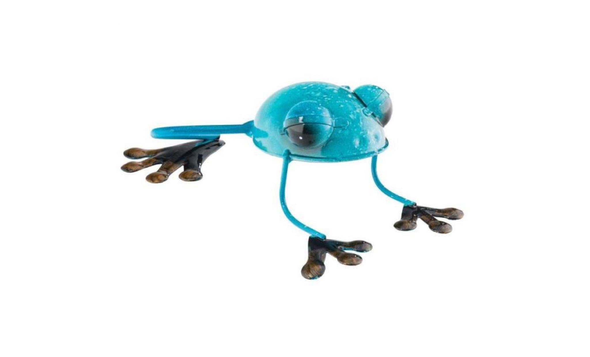 grenouille en métal déco bleu 12x5x22cm