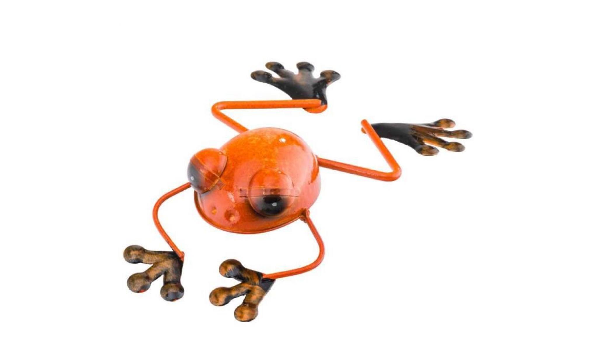 grenouille en métal déco orange12x5x22cm