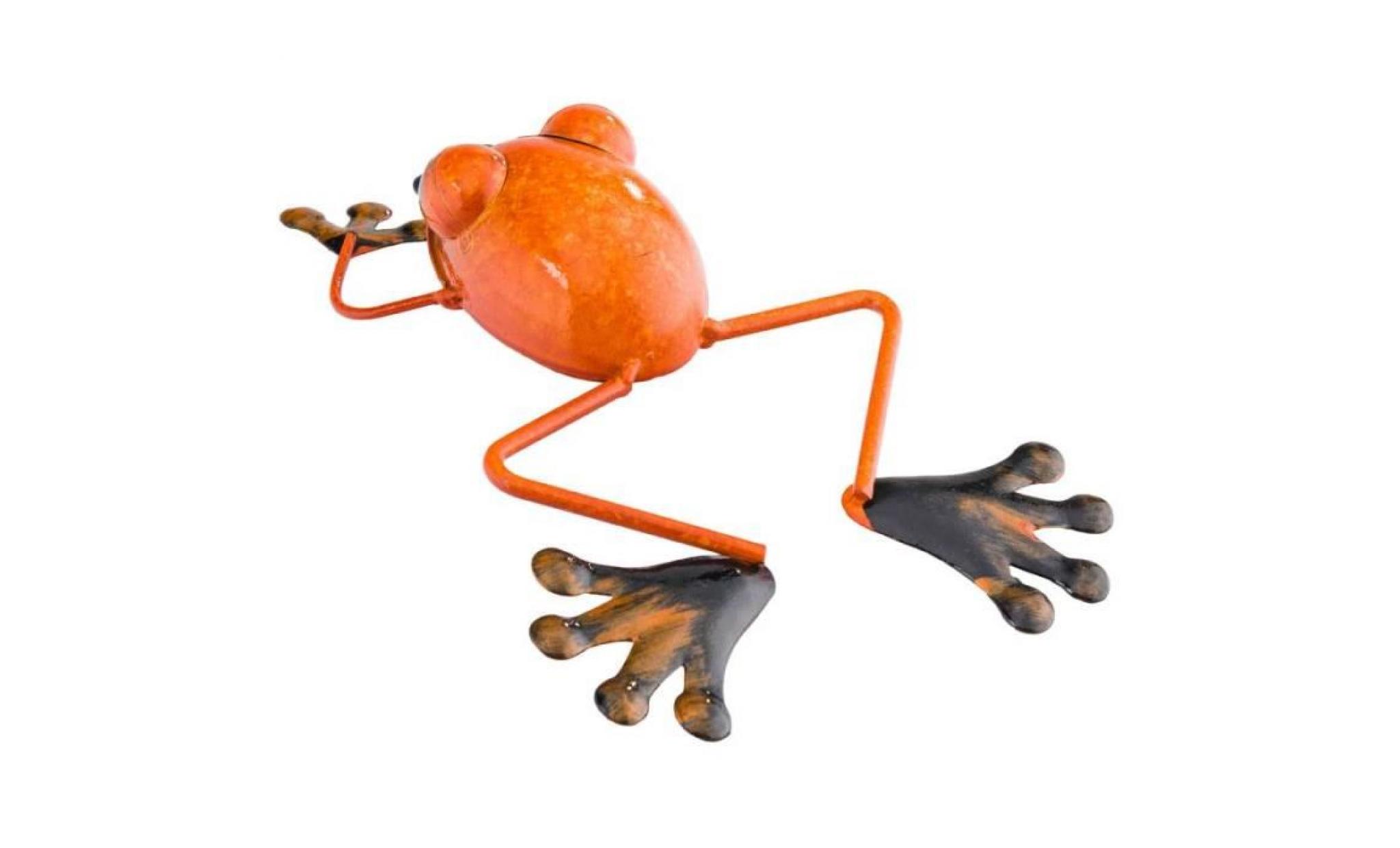 grenouille en métal déco orange12x5x22cm pas cher