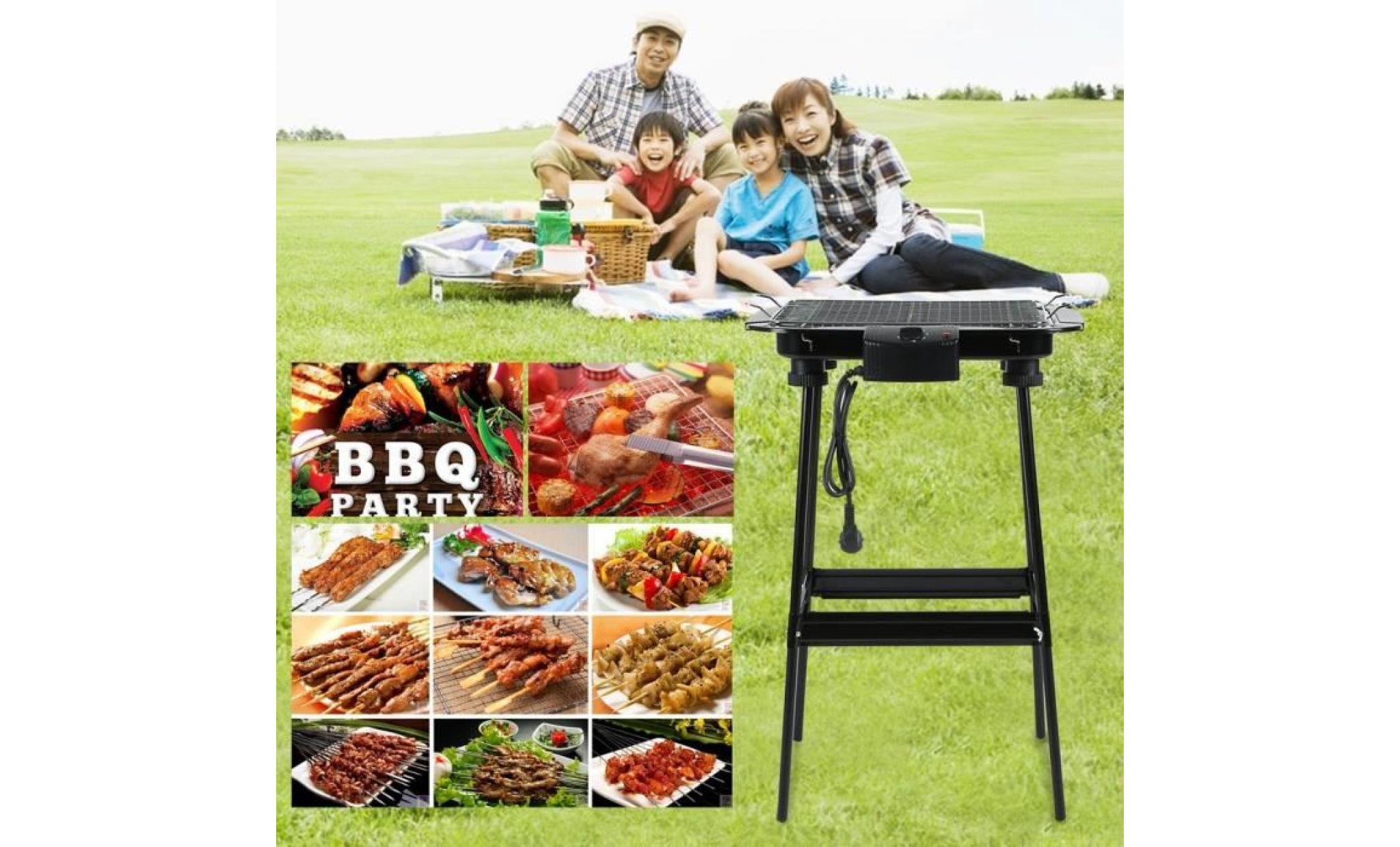 grill barbecue électrique avec support 2000w jardin camping bbq grill appareils de cuisson multifonctionnels