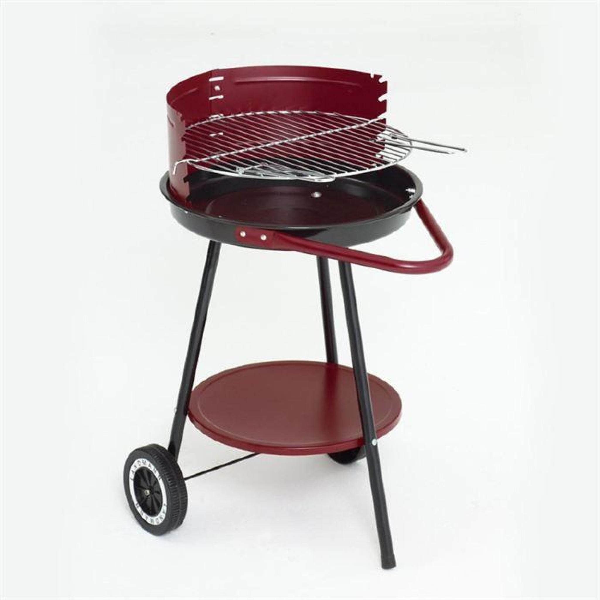 GRILL CHEF Barbecue à charbon - Acier émaillé - Ø 46,5 cm - Rouge et noir