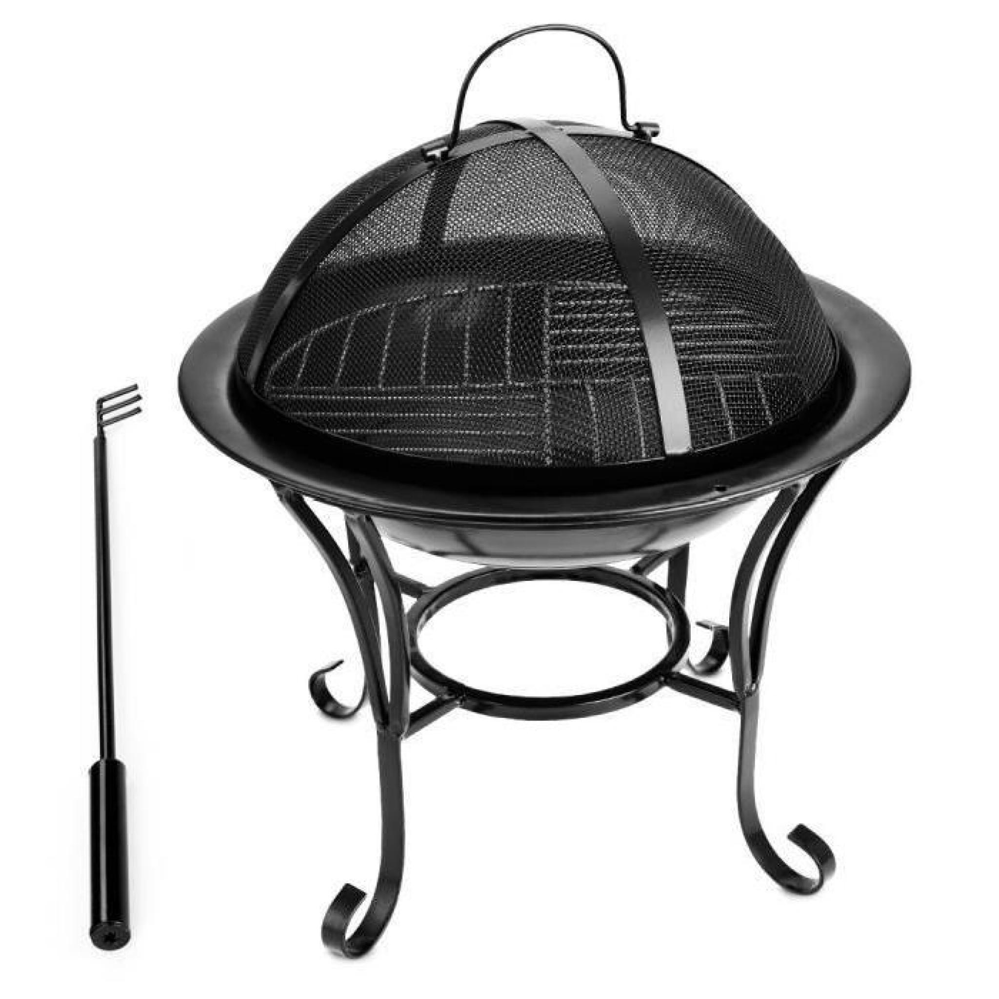 grillé Barbecue chauffage gaz charbon Set poêle Grill + couvercle + poignée
