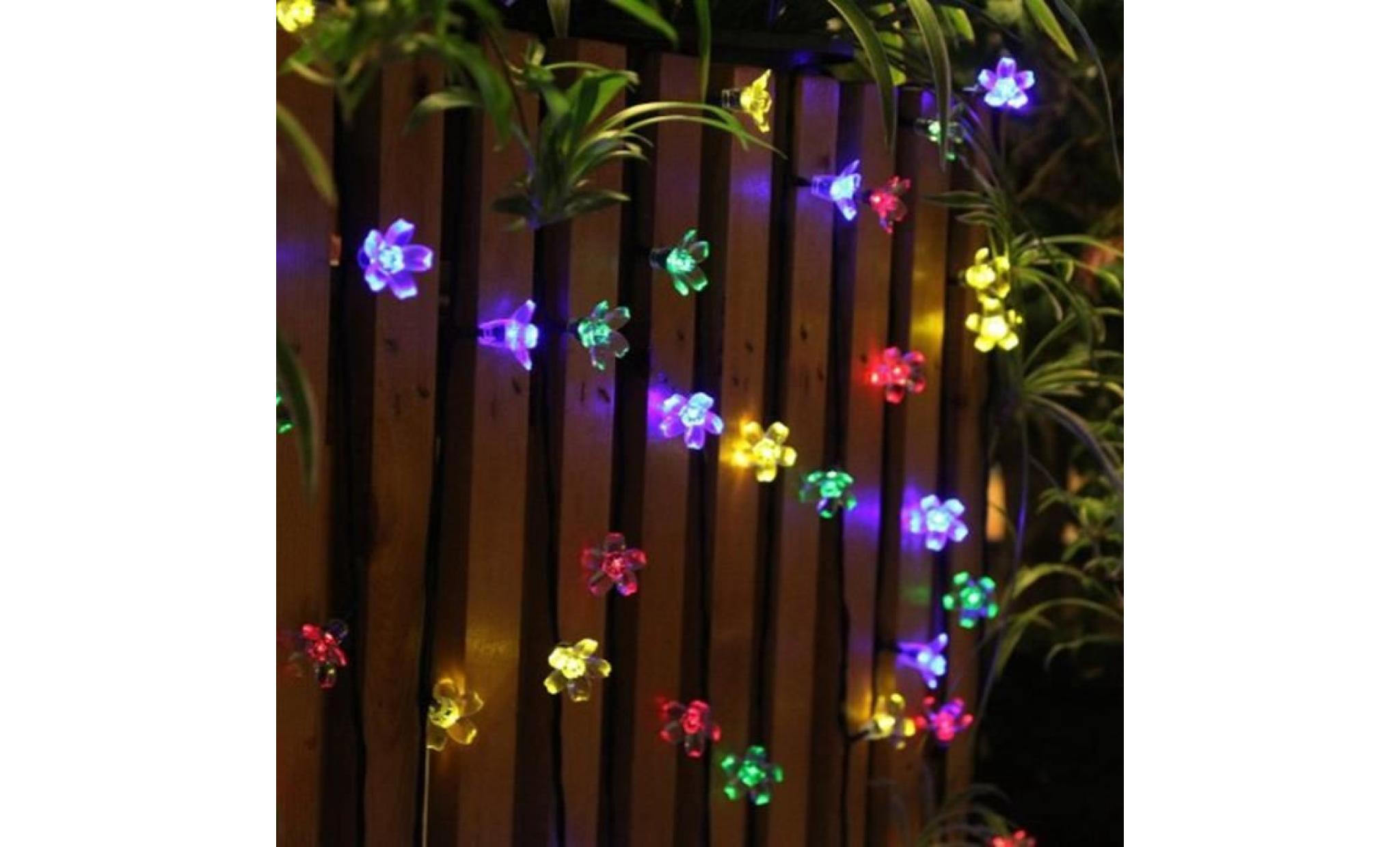 guirlande lumineuse extérieur solaire fée lumière 7 m multi couleur 50 led fleurs éclairage décoration pour noël, fête, jardin (mult