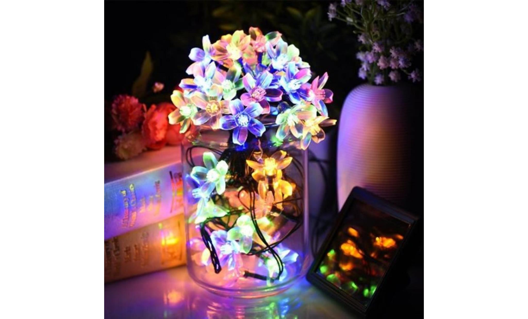 guirlande lumineuse extérieur solaire fée lumière 7 m multi couleur 50 led fleurs éclairage décoration pour noël, fête, jardin (mult pas cher