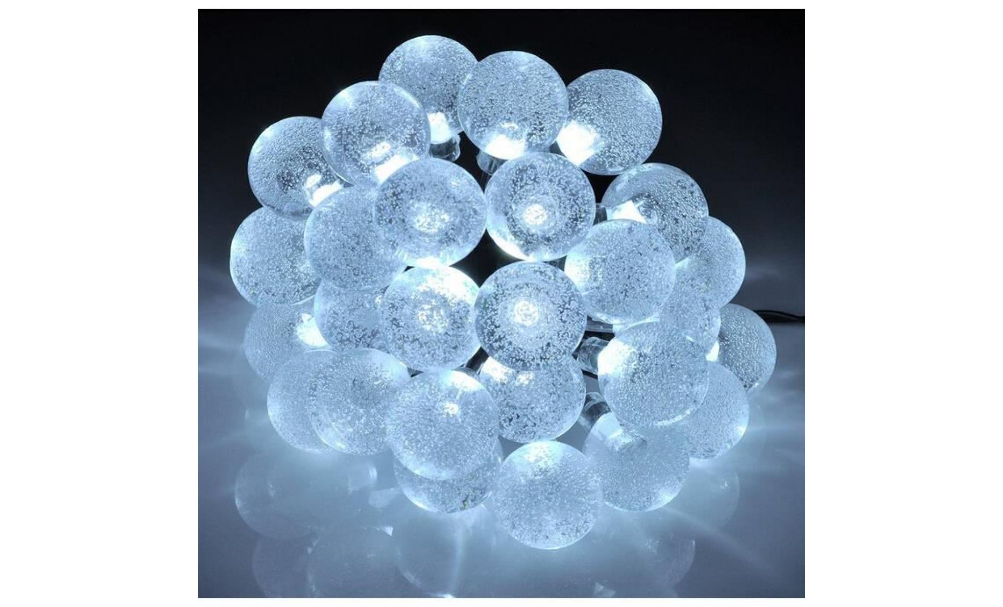Guirlandes lumineuses d'extérieur 30 LED Solaire Etanche Waterproof Lampe Solaire Extérieure en Forme Sphère Cristal pour Jardin