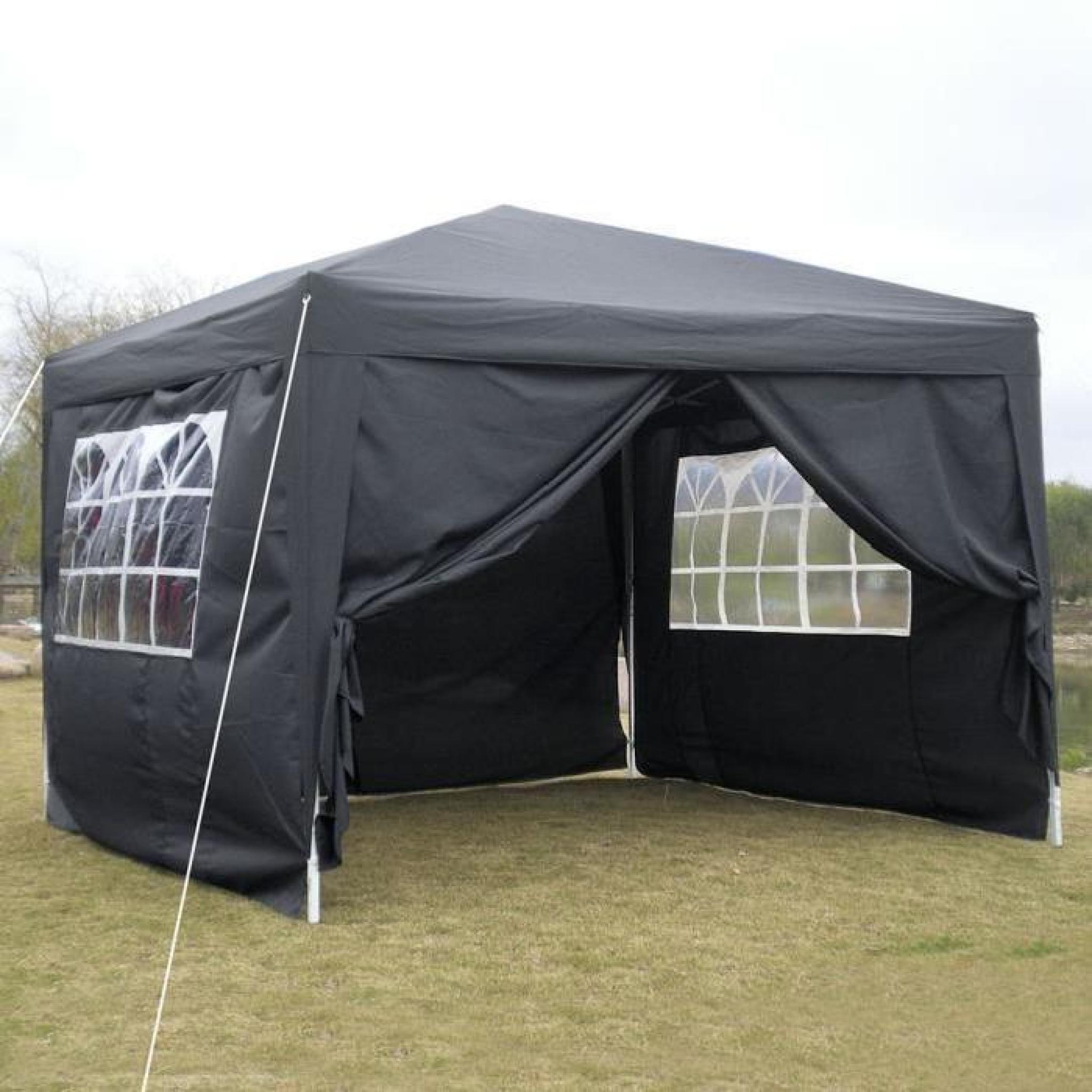 Homdox 3 x 3m tente tonnelle pliante Polyester auvent Camping tente en aluminium Tube-Support avec 4 panneaux latéraux