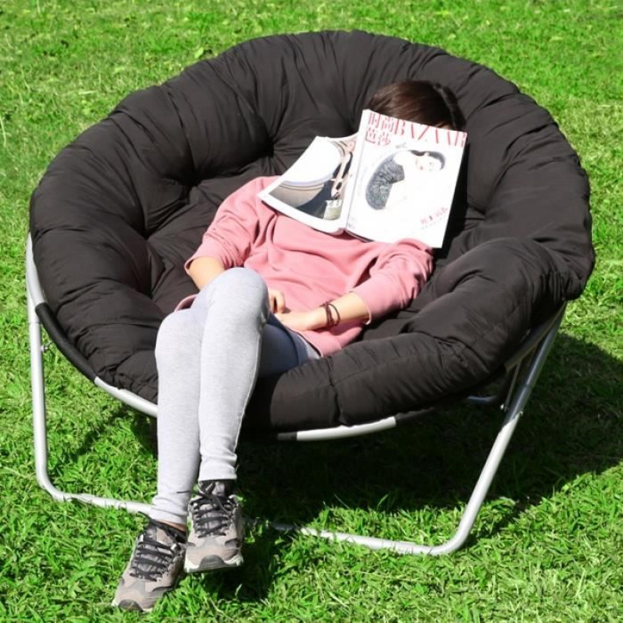 HOMDOX chaise de jardin extérieure lune cour  ronde coussin chaise Papasan pas cher