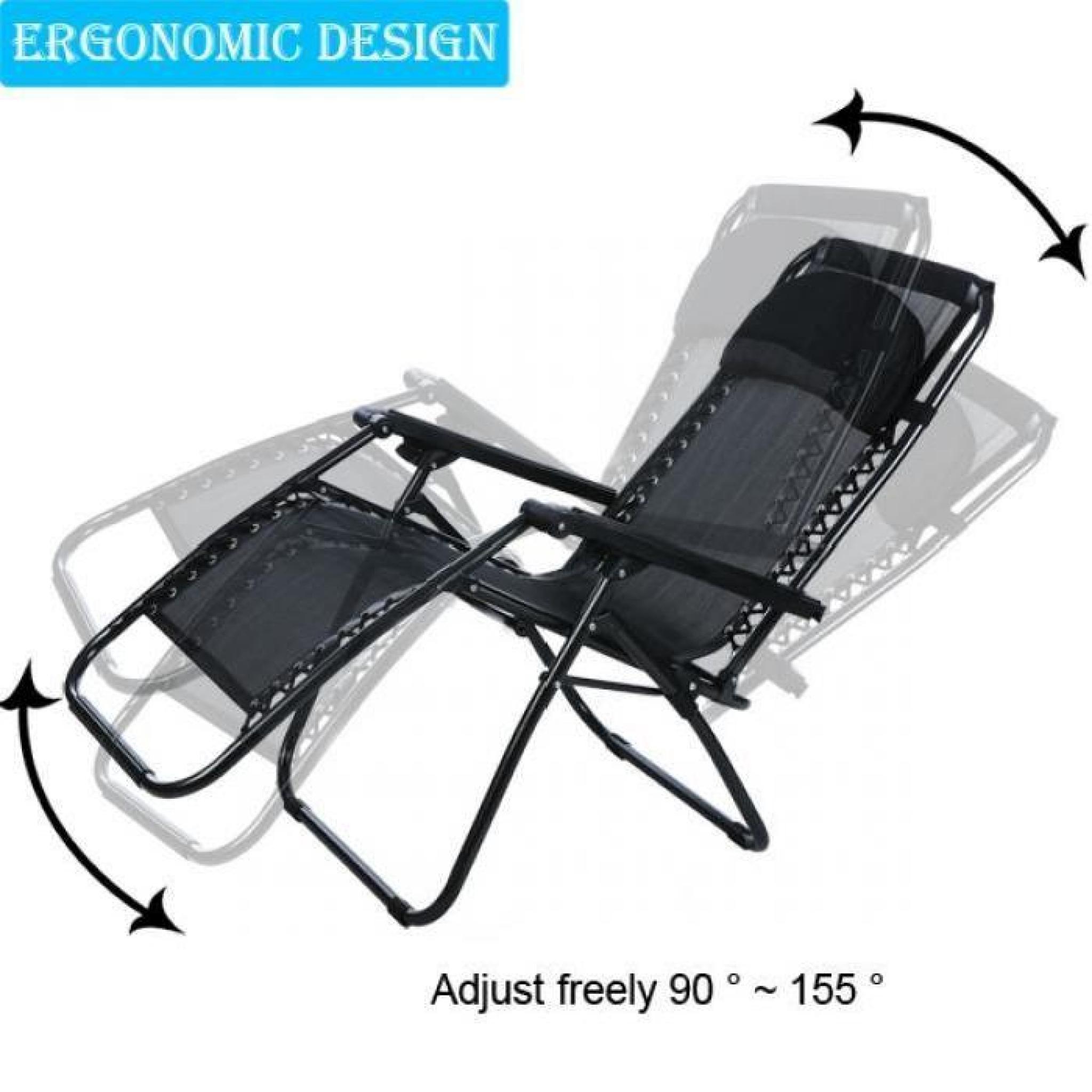 HOMDOX chaise pliant chaise longue inclinable salon Portable jardin Camping chaise  pas cher
