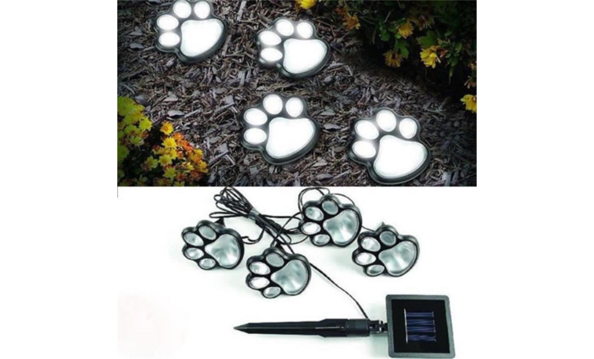 hot 4 solaire chien chat animal patte jardin extérieur imprimer lumières lampe led chemin automatique sur_tq*248