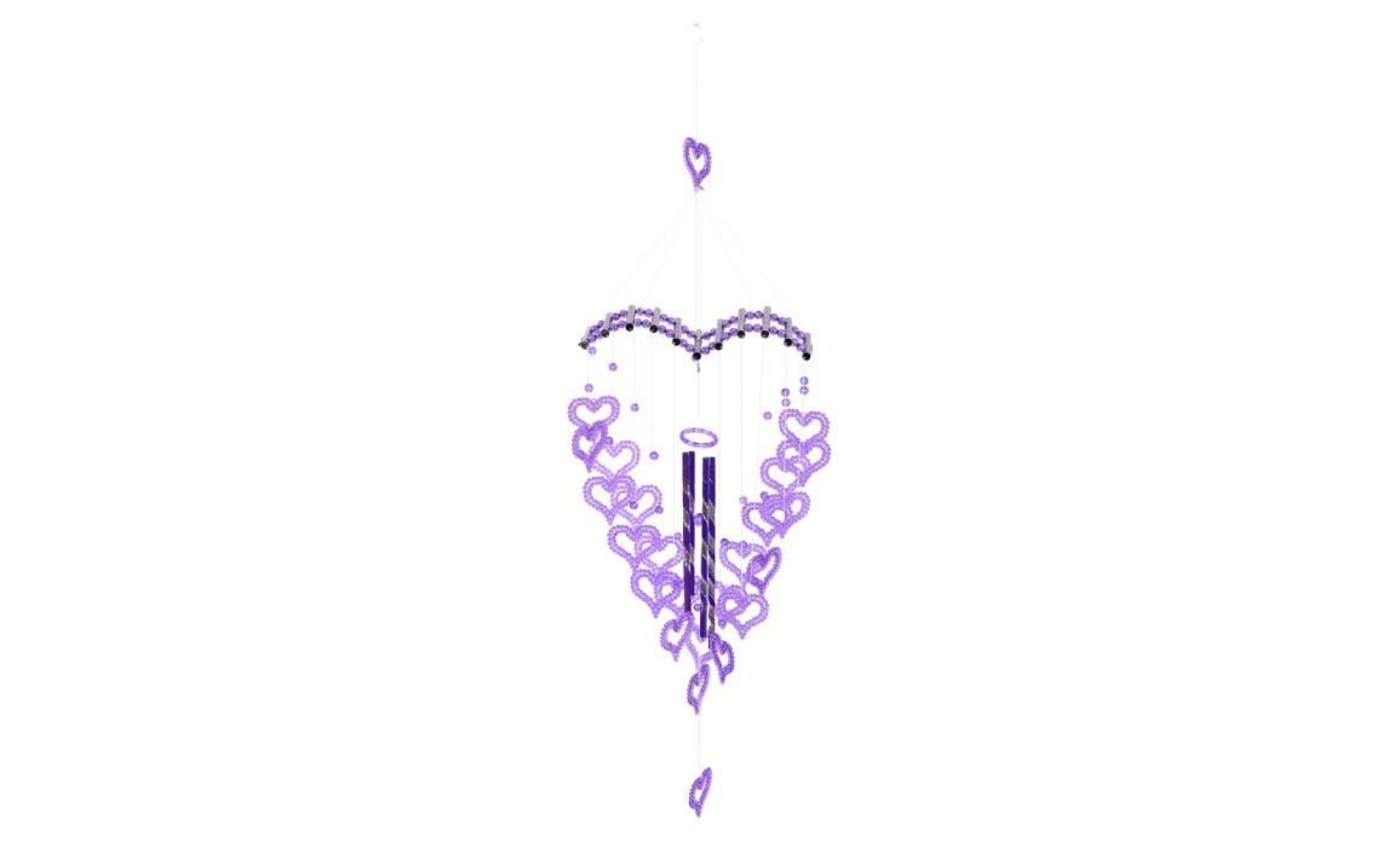 household faux crystal heart shape pendant wind chime valentine gift purple