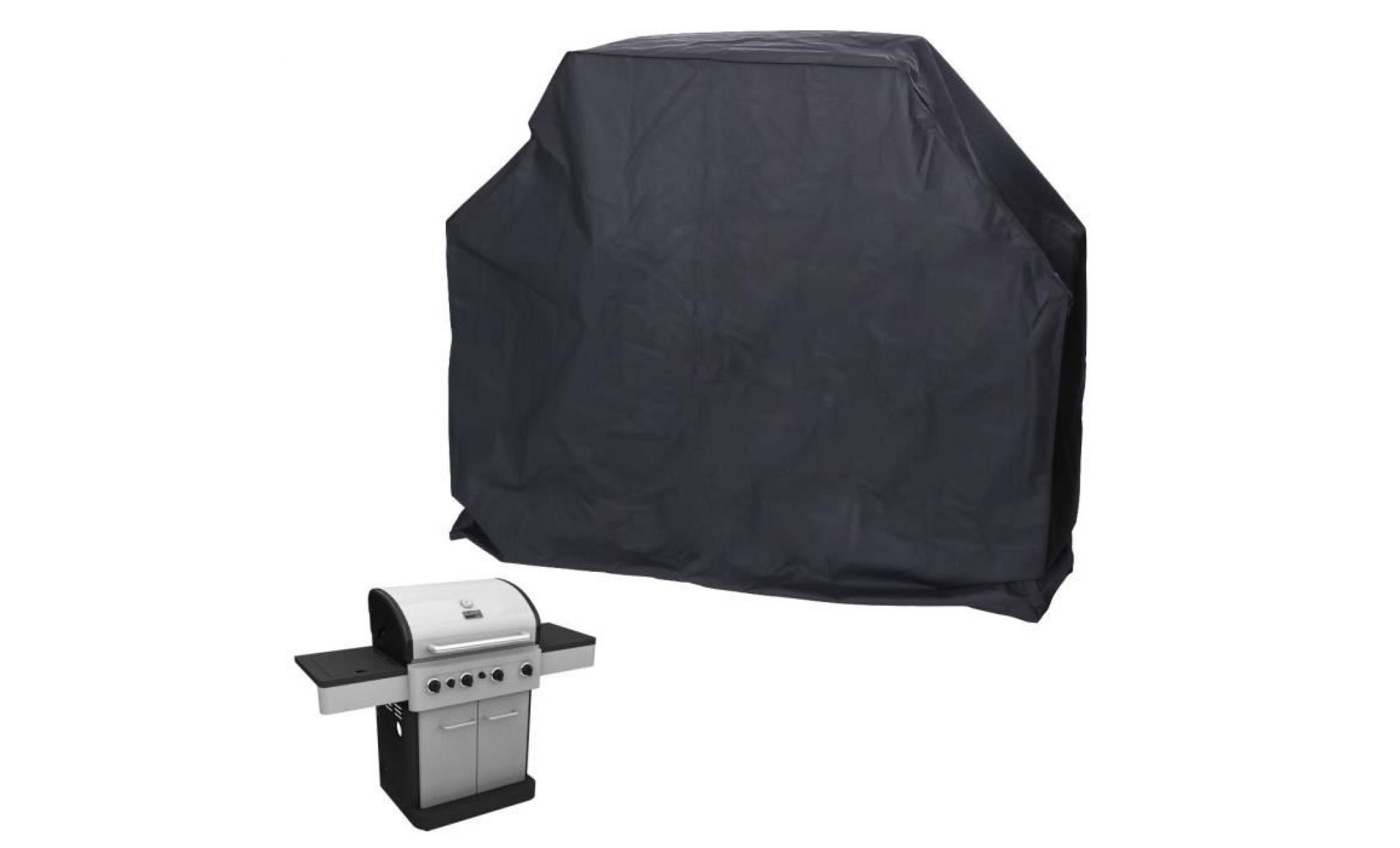 housse barbecue 173x65x115cm couverture protection grill à gaz polyethylene noir anti poussière pluie soleil