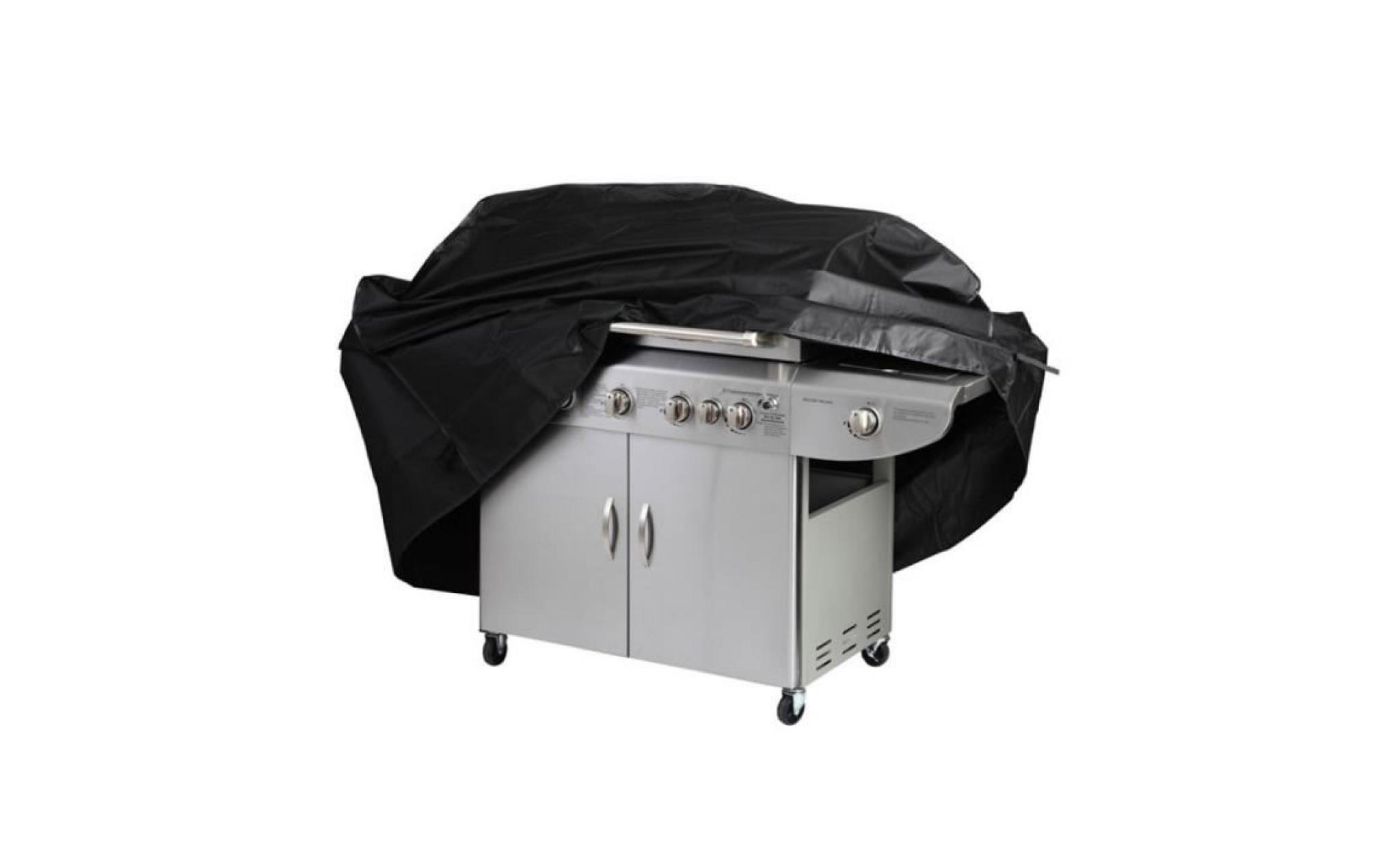 housse protège gril barbecue,couverture protection solaire waterproof pour le gril à l'extérieur,avec un cordon ajustable noire