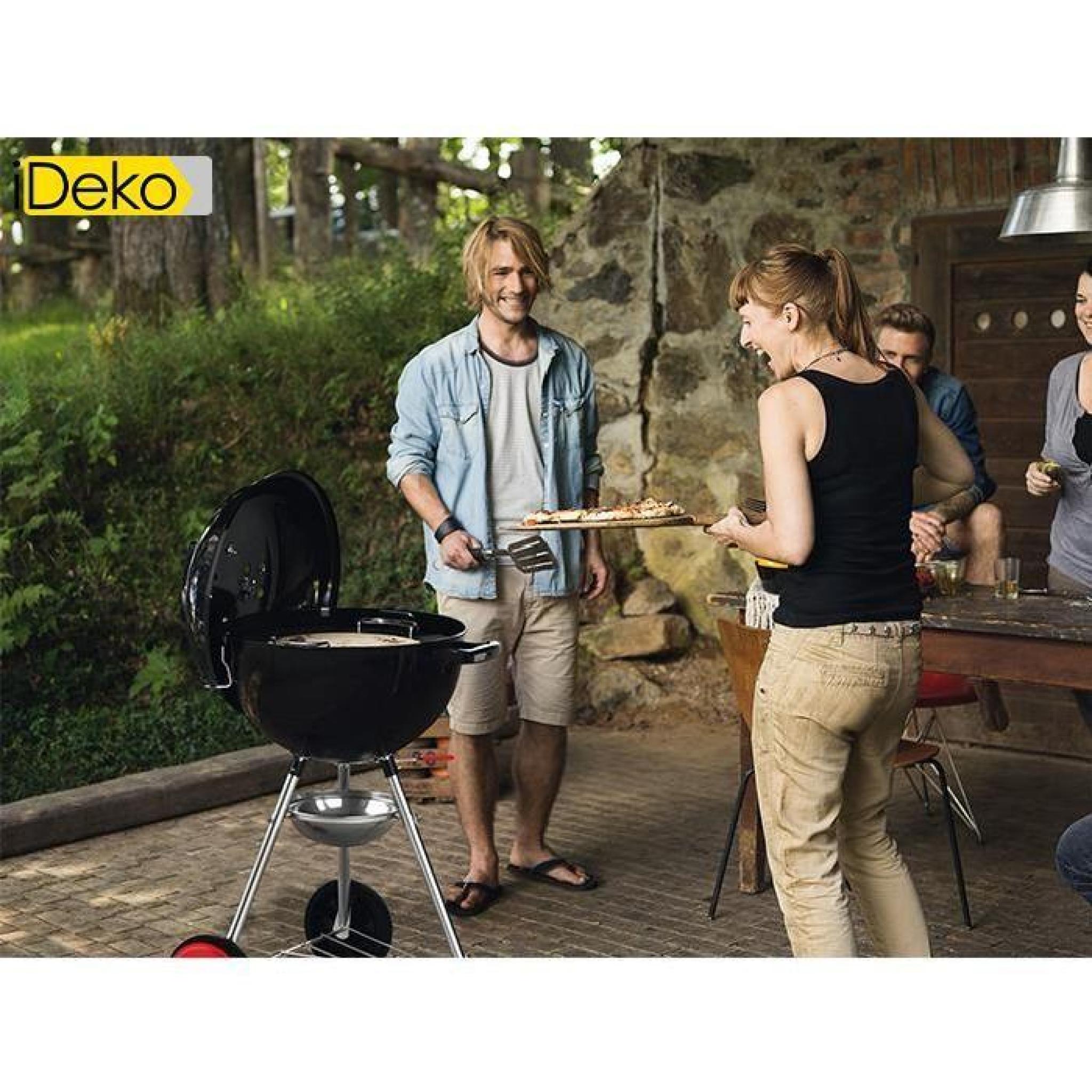 iDeko®Barbecue à charbon en acier noir D47cm H96,5cm  pas cher