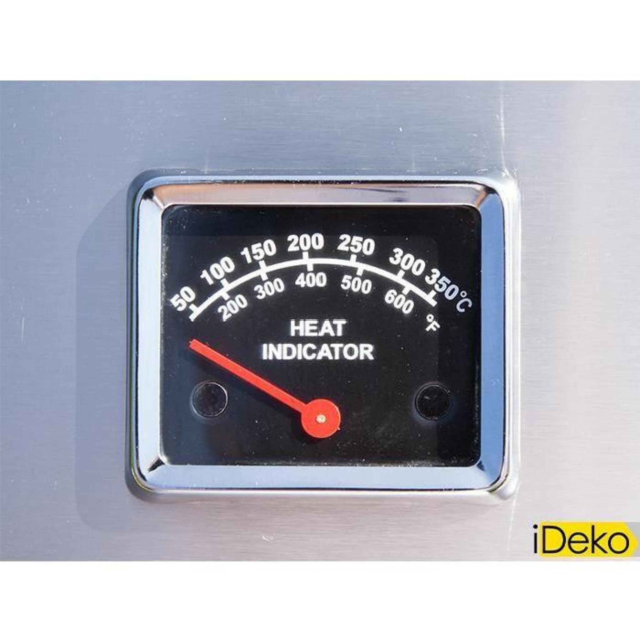 iDeko®Barbecue à gaz 4 brûleurs 16 KW + 1 Réchaud sur chariot  pas cher