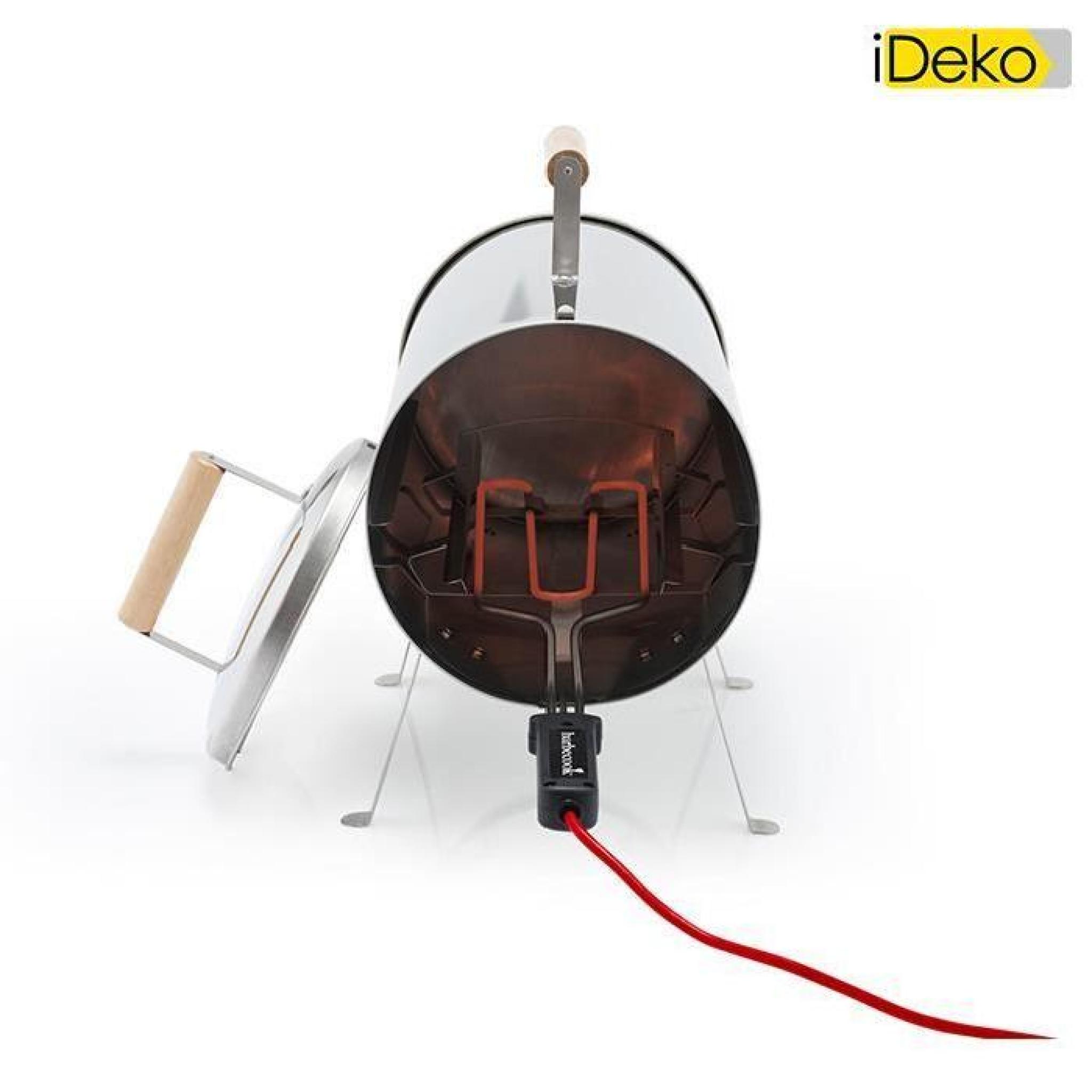 iDeko®Barbecue Fumoir électrique en inox, 1100W/250V 4 personnes 64x26x36cm pas cher