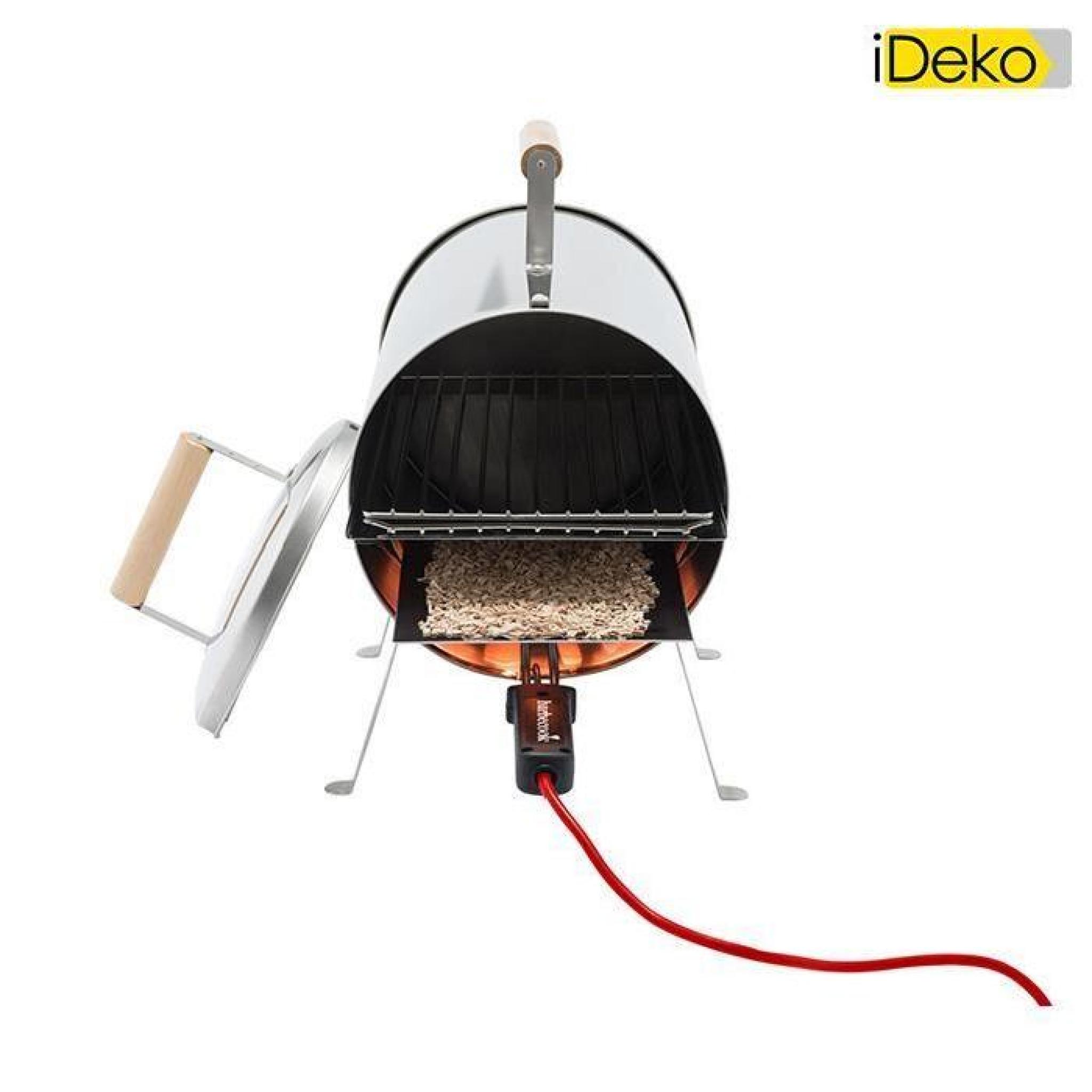iDeko®Barbecue Fumoir électrique en inox, 1100W/250V 4 personnes 64x26x36cm pas cher