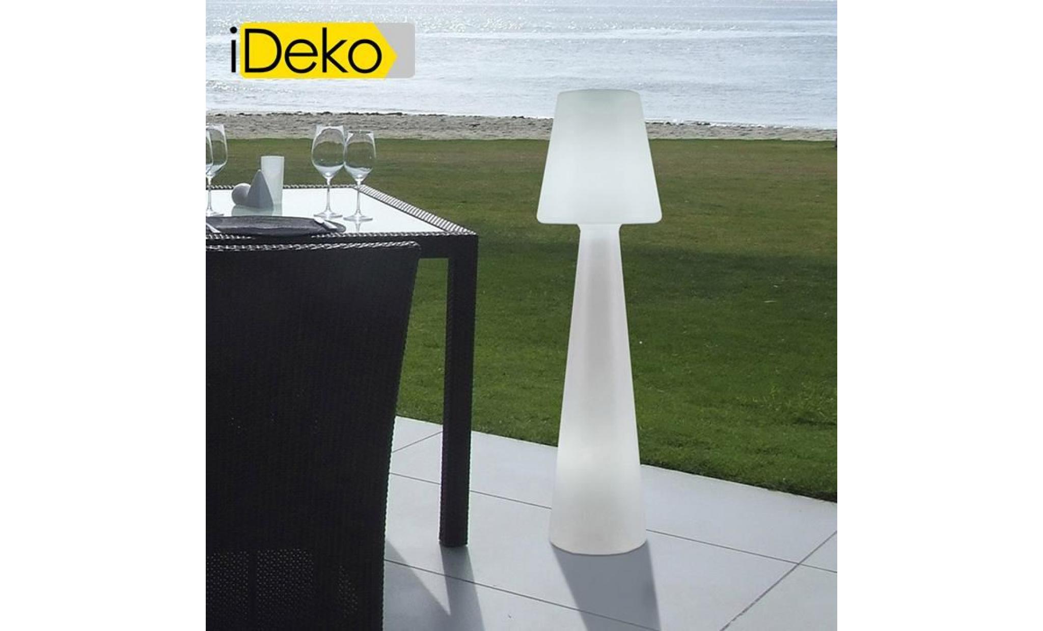 ideko®lampadaire extérieur en polyéthylène blanc lola hauteur 110cm