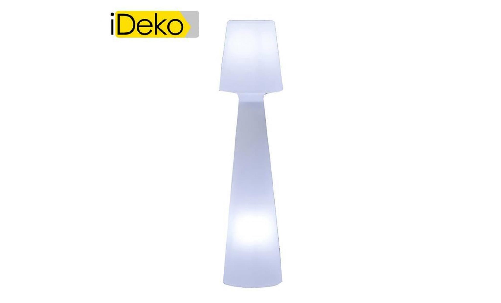 ideko®lampadaire extérieur en polyéthylène blanc lola hauteur 110cm pas cher