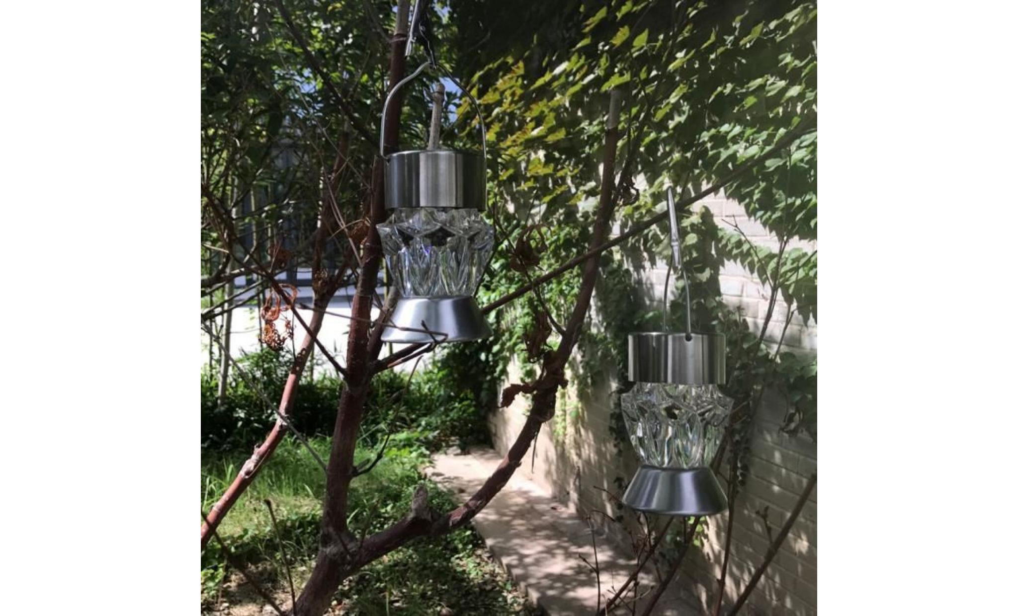 imperméable à l'eau solaire rotatif extérieur jardin camping hanging led diamond light lamp maison 11930 pas cher