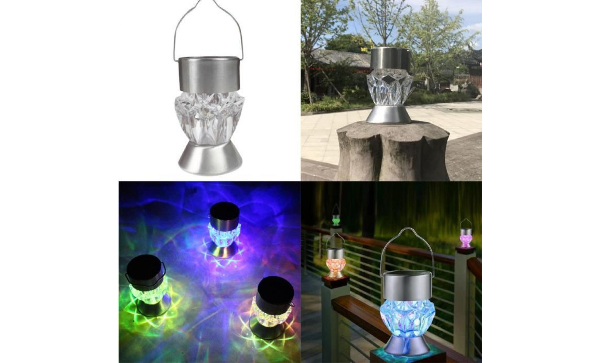 imperméable à l'eau solaire rotatif extérieur jardin camping hanging led diamond light lamp   wtx70918481 pas cher