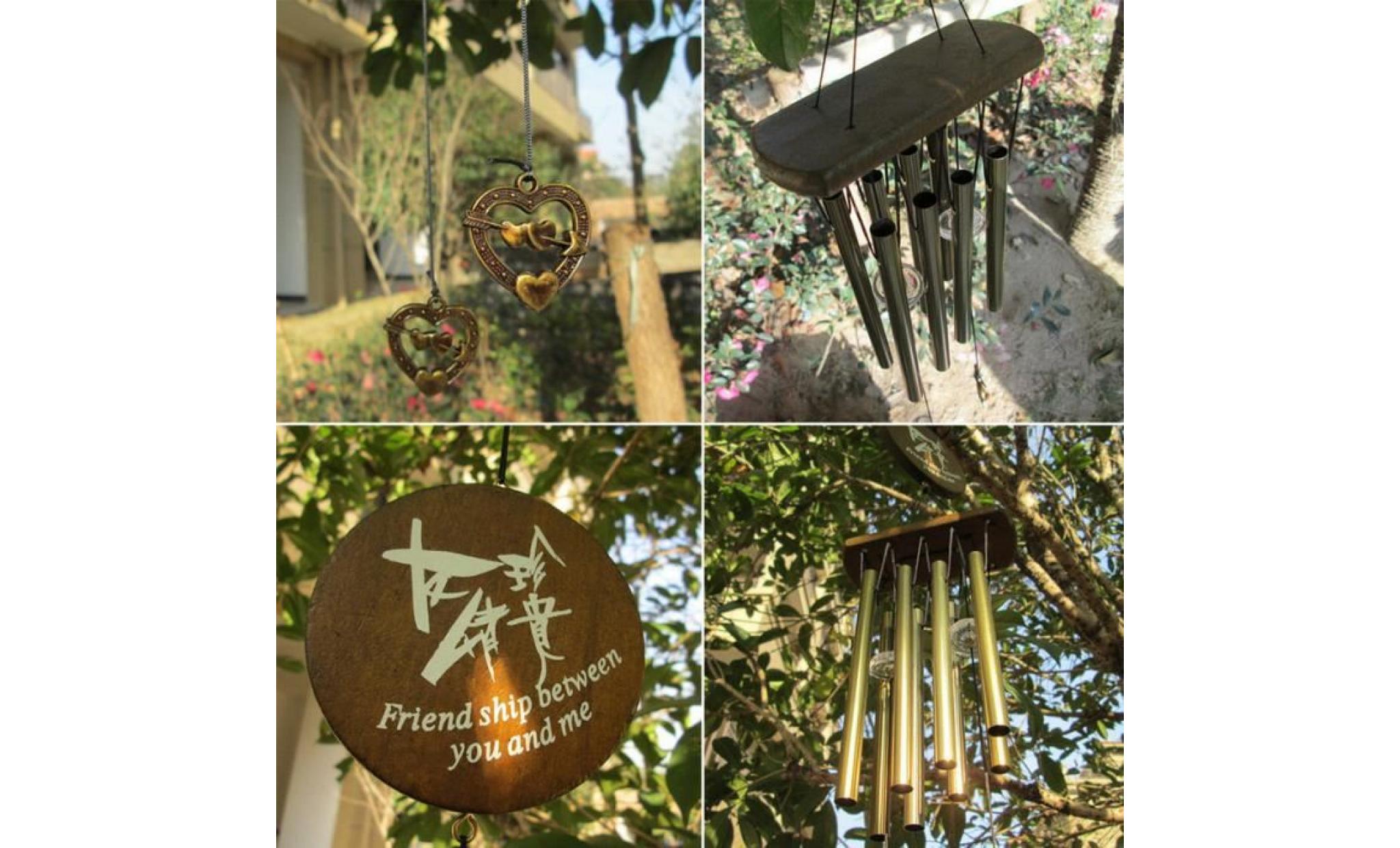 incroyable antique bronze 8 tubes cloches carillons Éoliens cour jardin extérieur décor ~ nouvelle arrivée pas cher