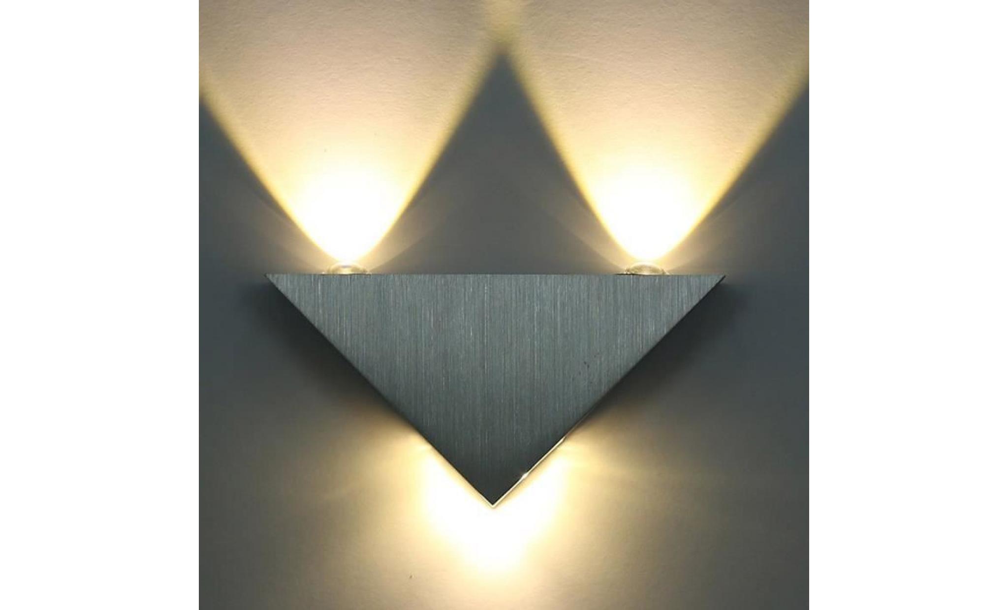 interieur 3w en triangle en aluminium pour lampe de mur eclairage décoratif à économie de couloir salon chambre ( blanc chaud)