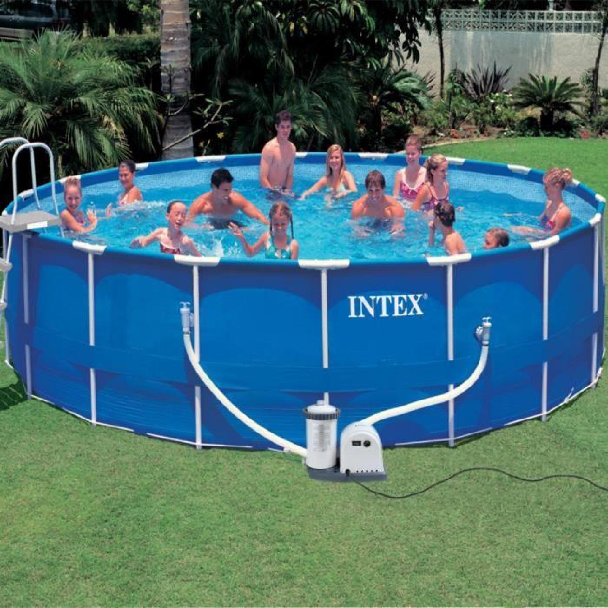 Intex Kit piscine ronde avec châssis en acier 549 x 122 cm