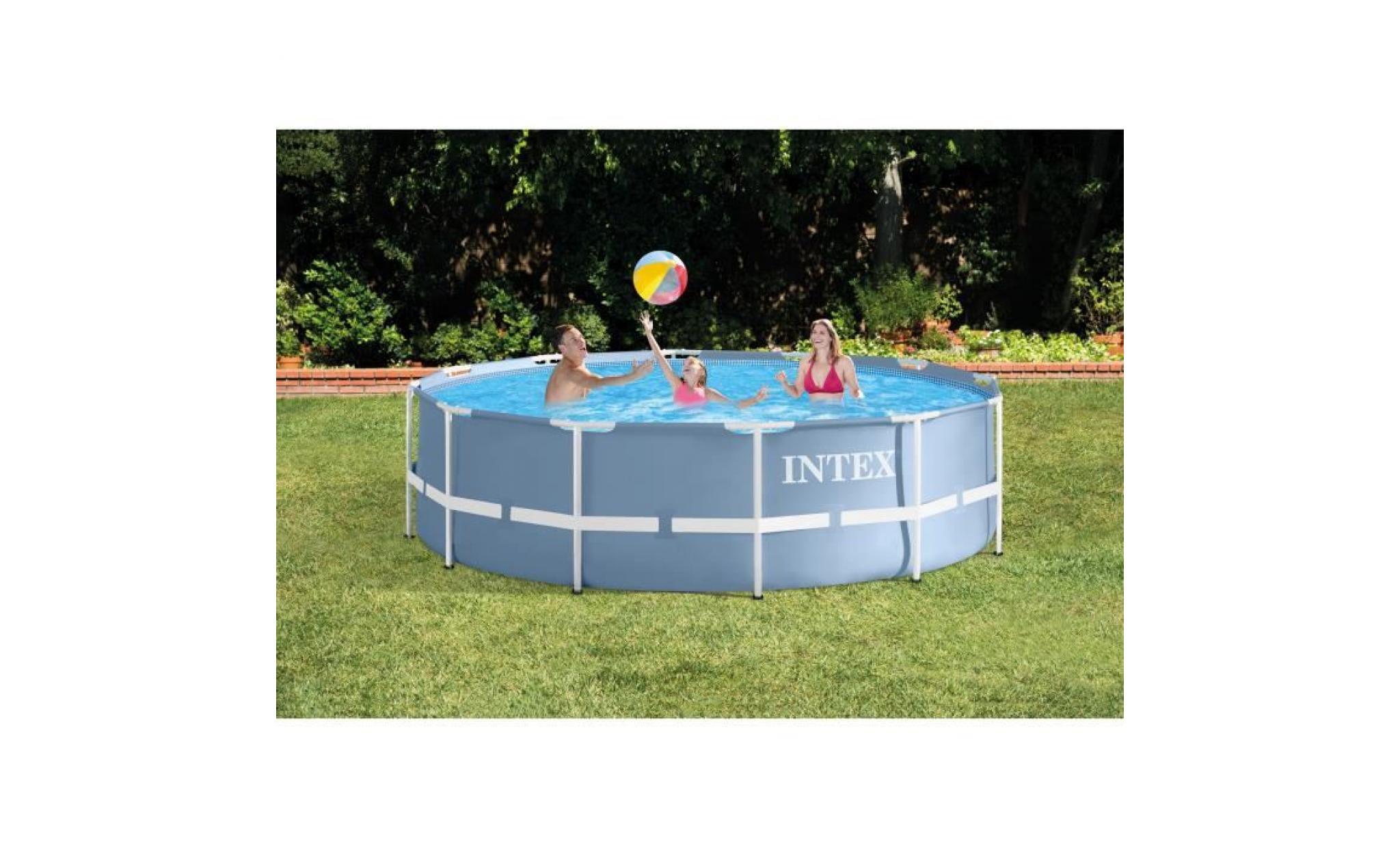 intex kit piscine ronde tubulaire prism frame   3,66 m x 99 cm + bâche de protection offerte 28718xa pas cher
