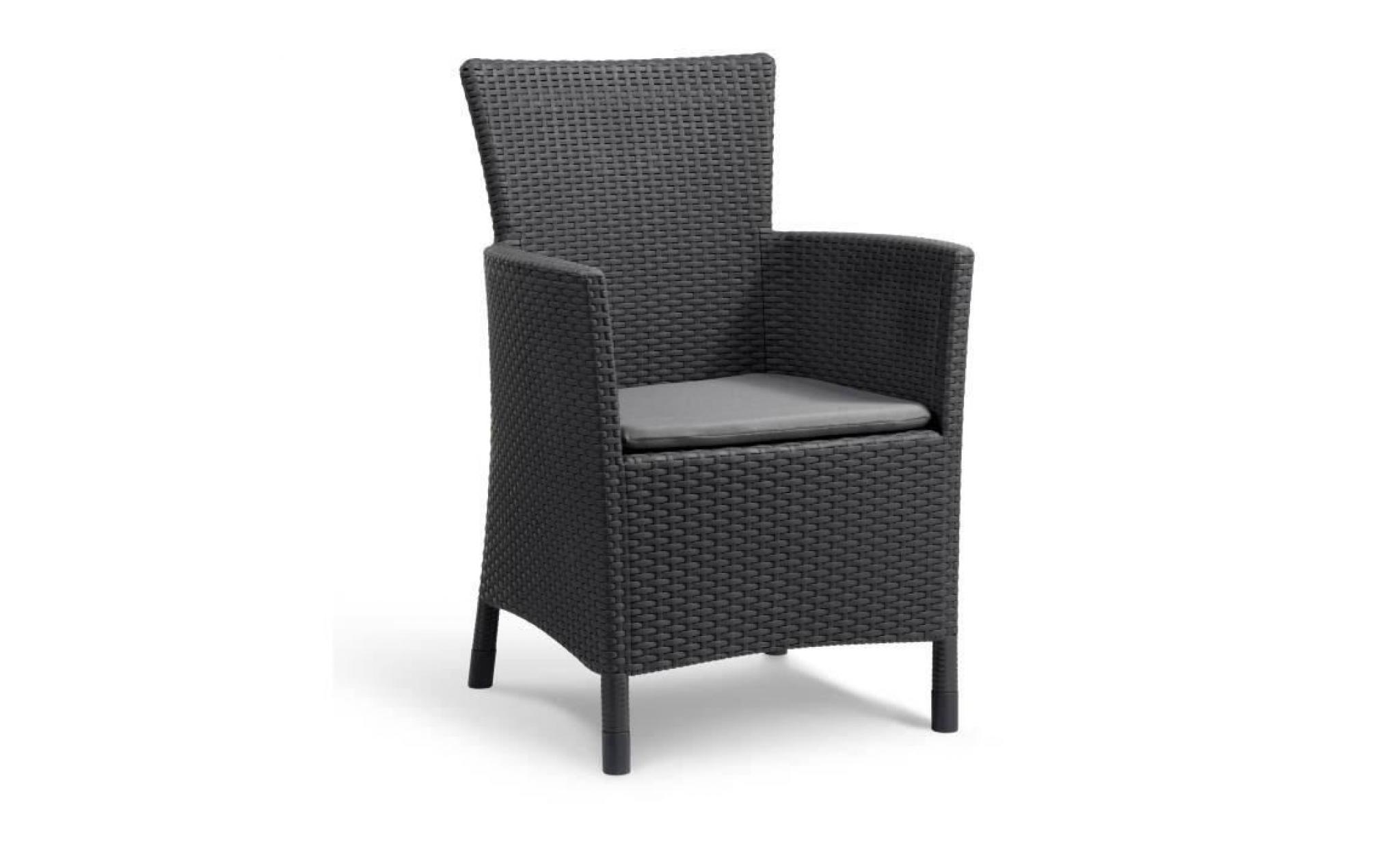 iowa fauteuil de jardin aspect rotin tressé gris