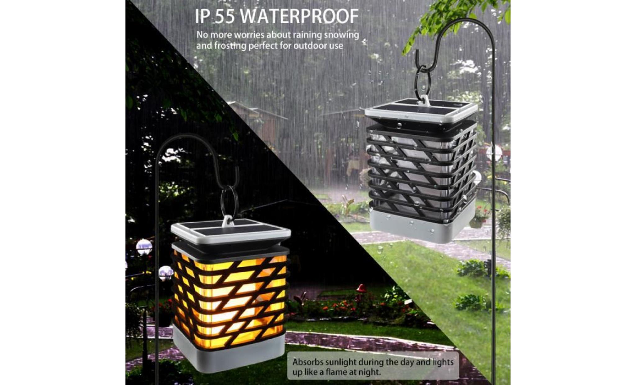 ip65 imperméable à l'eau solaire led flamme lampe jardin solaire pelouse lampe led feu extérieur jardin lampe suspendue pas cher
