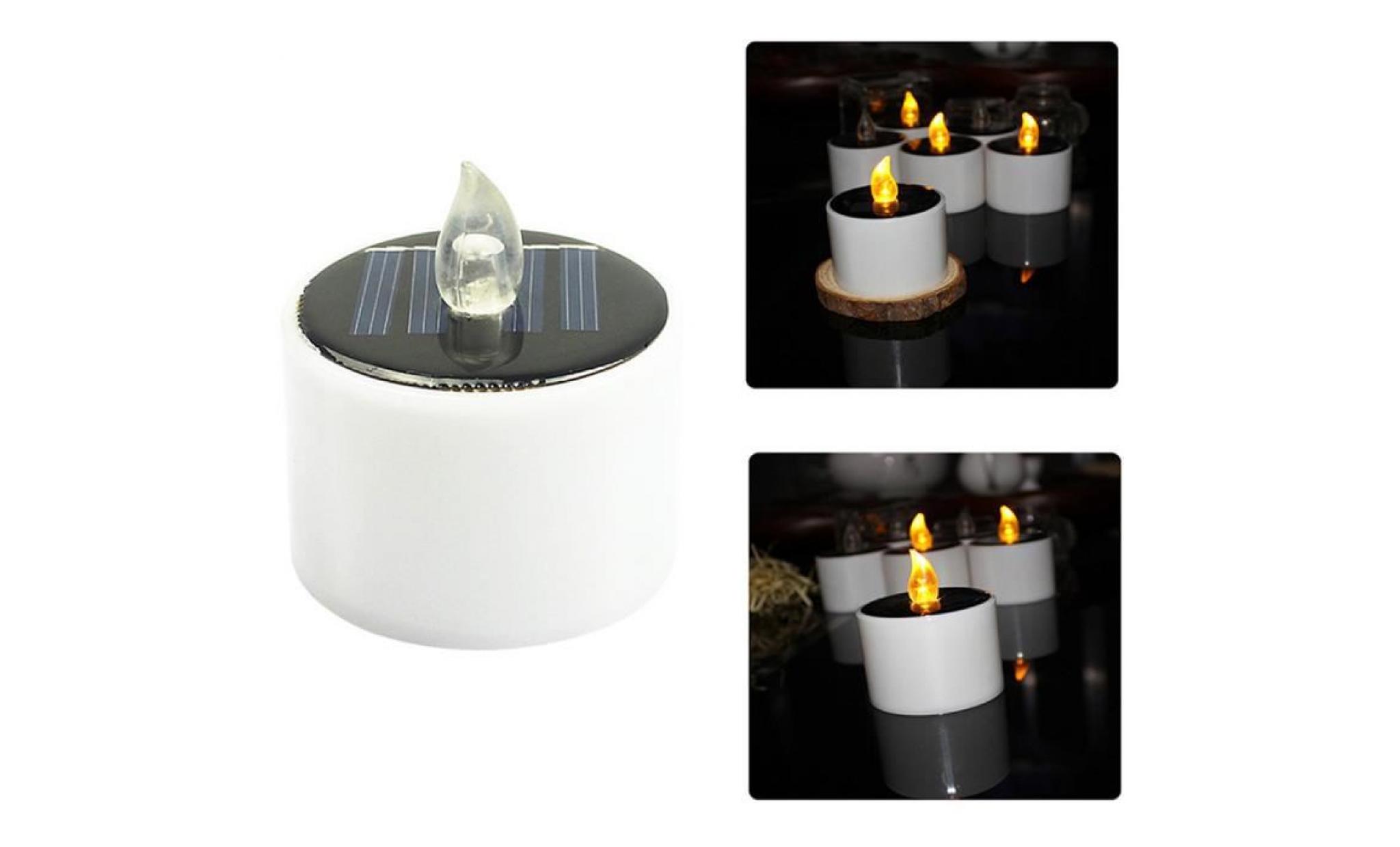 iportan® 1pcs solaire puissance led bougies sans flamme lampe électronique solaire lumières led thé blanc chaud_love3498